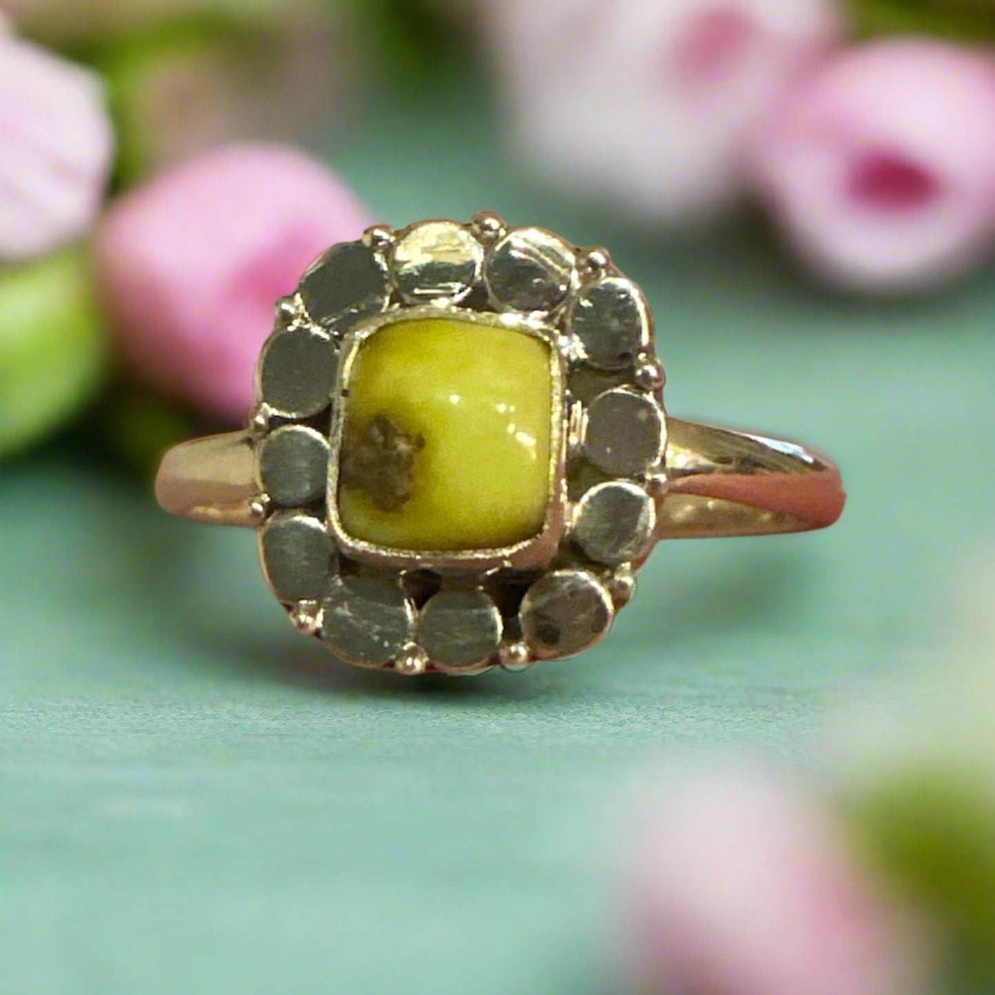 Palomino Turquoise Sterling Silver Dainty Square Ring Size 10
