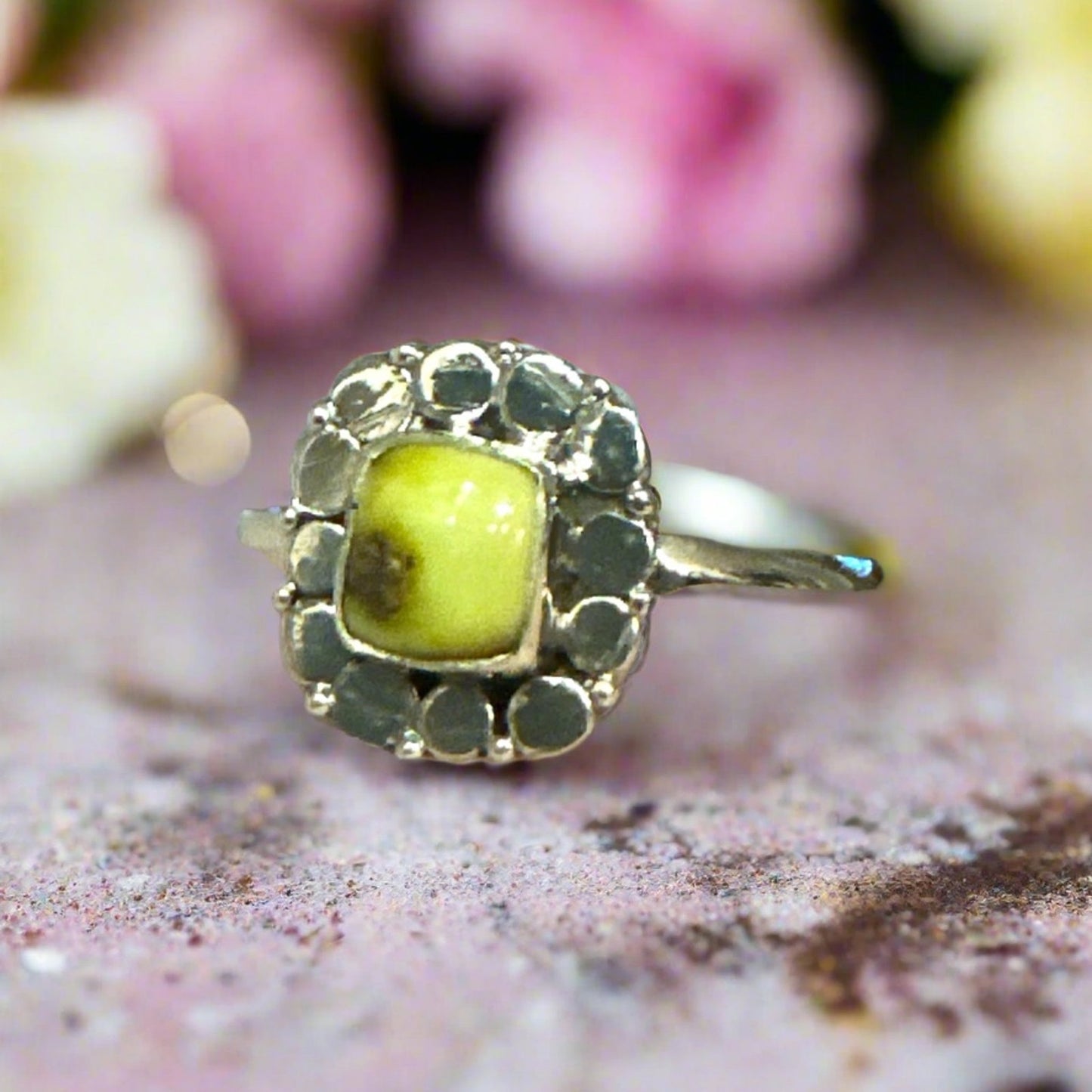 Palomino Turquoise Sterling Silver Dainty Square Ring Size 10