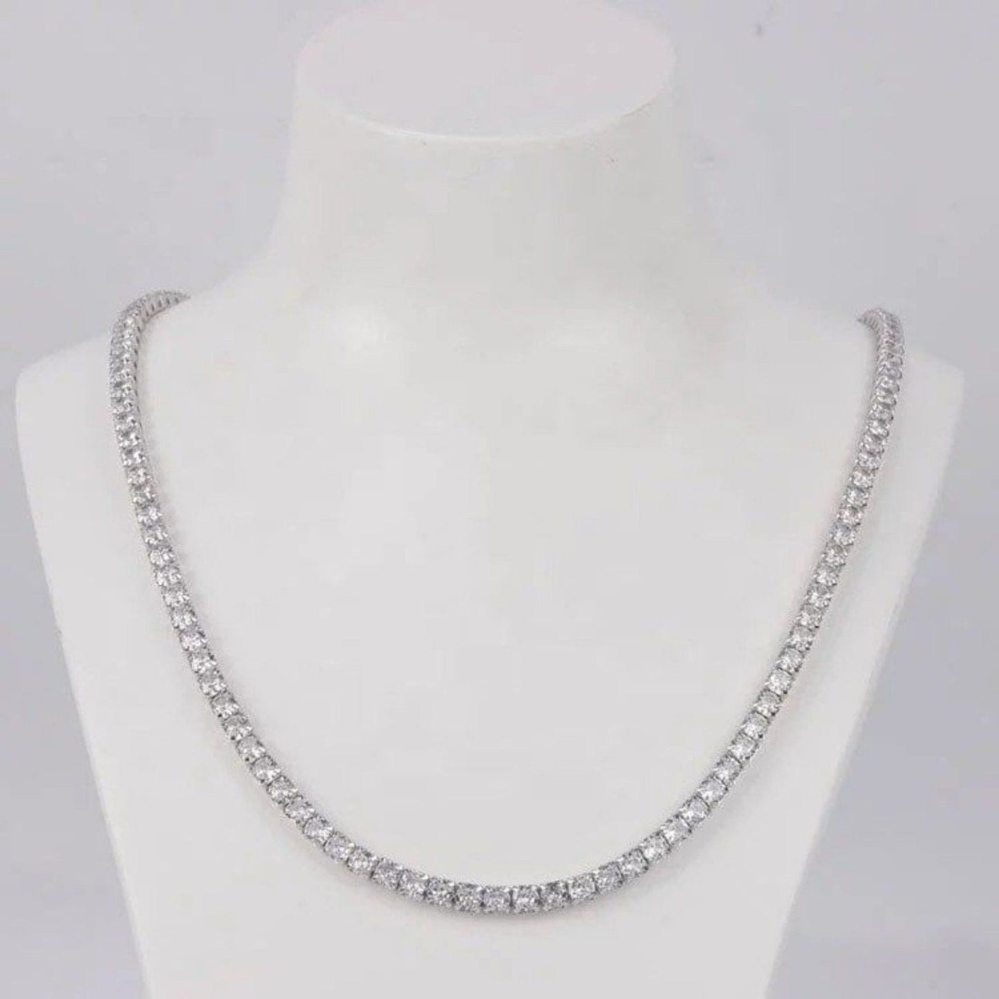 18" CZ Tennis Necklace 925 Solid Silver 3mm