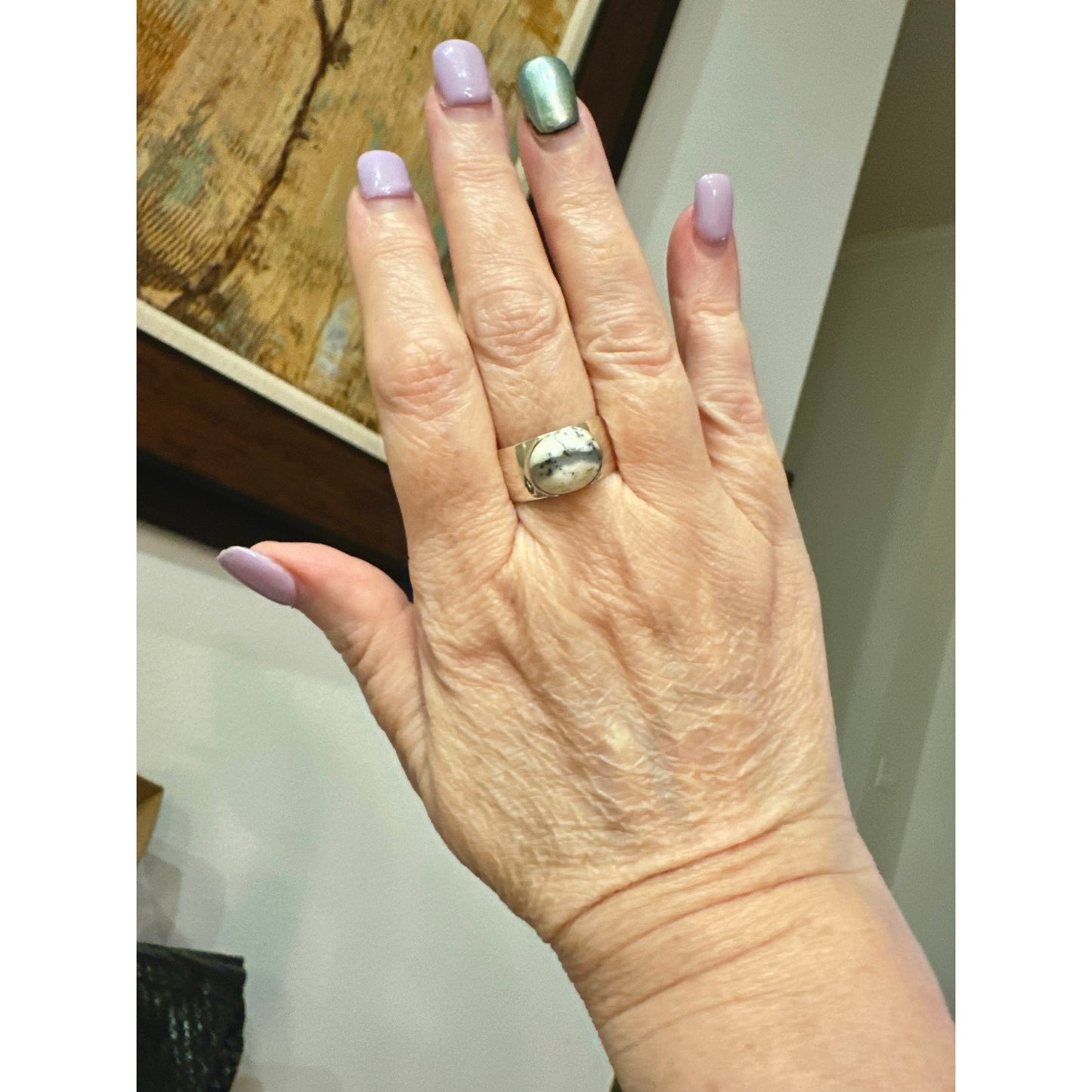 Dendritic Opal | Wide Band | Sterling Silver 925 | Band/Ring| Size 8