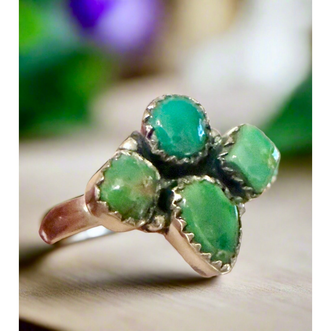 Sonoran Gold Turquoise Cluster Ring Size Adjustable 5-12