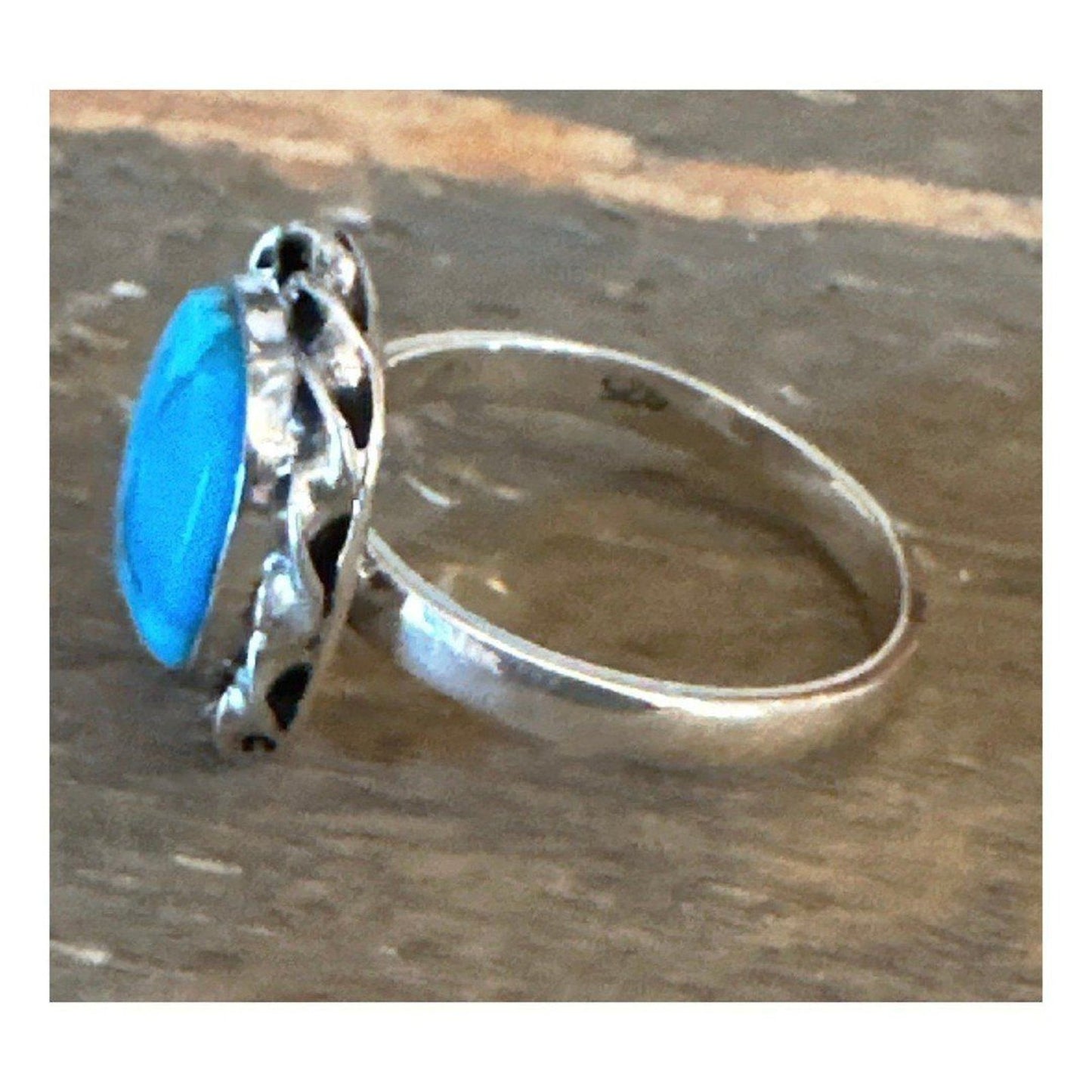Natural Kingman Turquoise With Pyrite Ring size-8