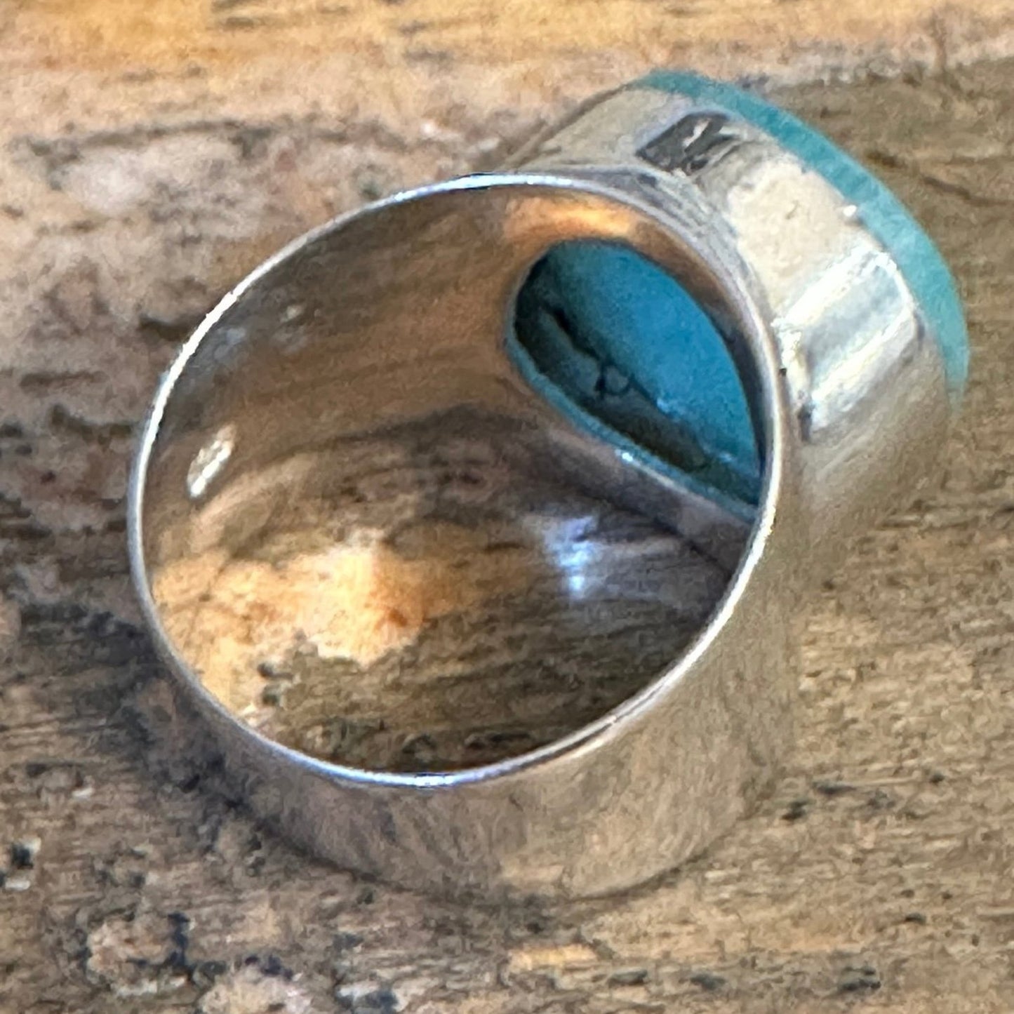 Custom made Carved Moon Face Amazonite .925 Ring 7.25