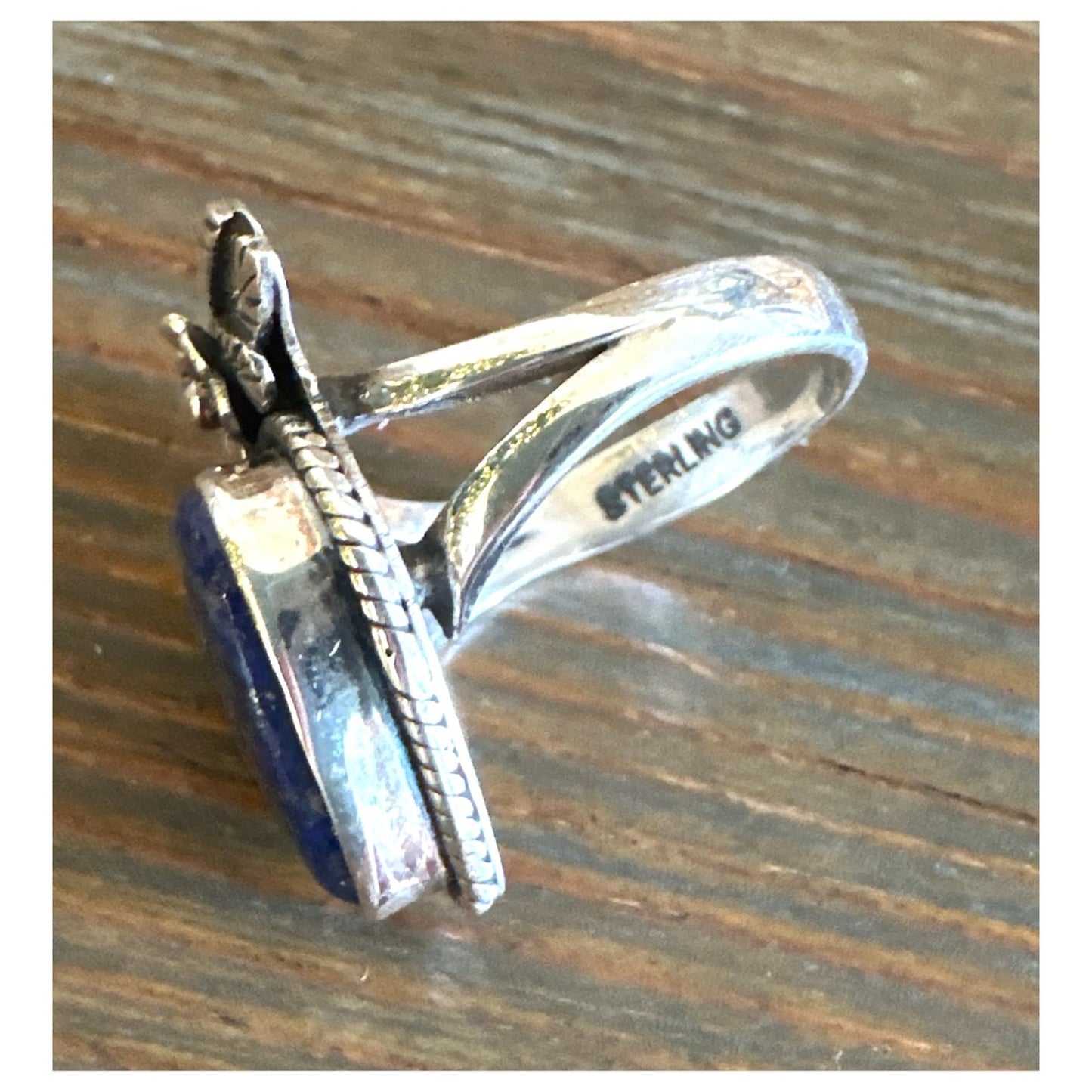 Handmade genuine lapis lazuli .925 sterling silver southwestern ring size 8.25