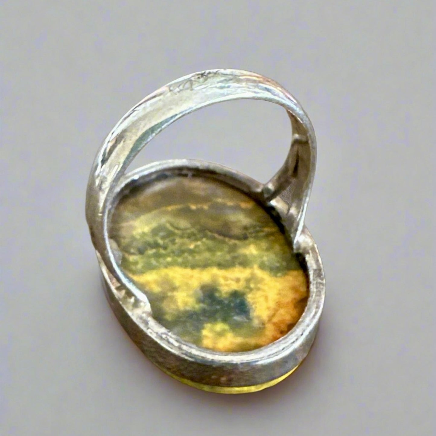 Large Bumblebee Jasper statement ring .925 sterling silver size 7.