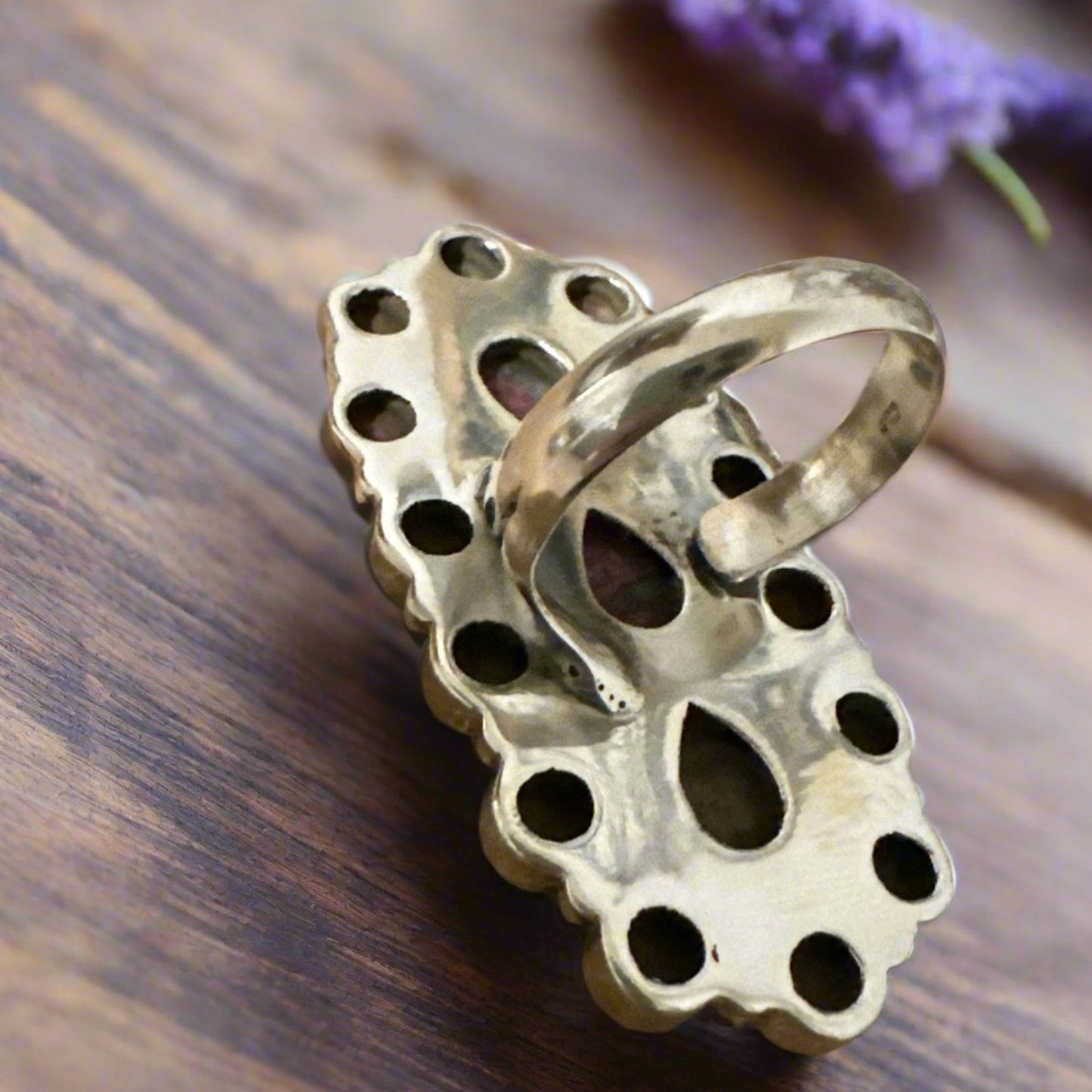 Stunning Spiny Oyster Pink Dahlia Southwestern Ring Adjustable 2” Long