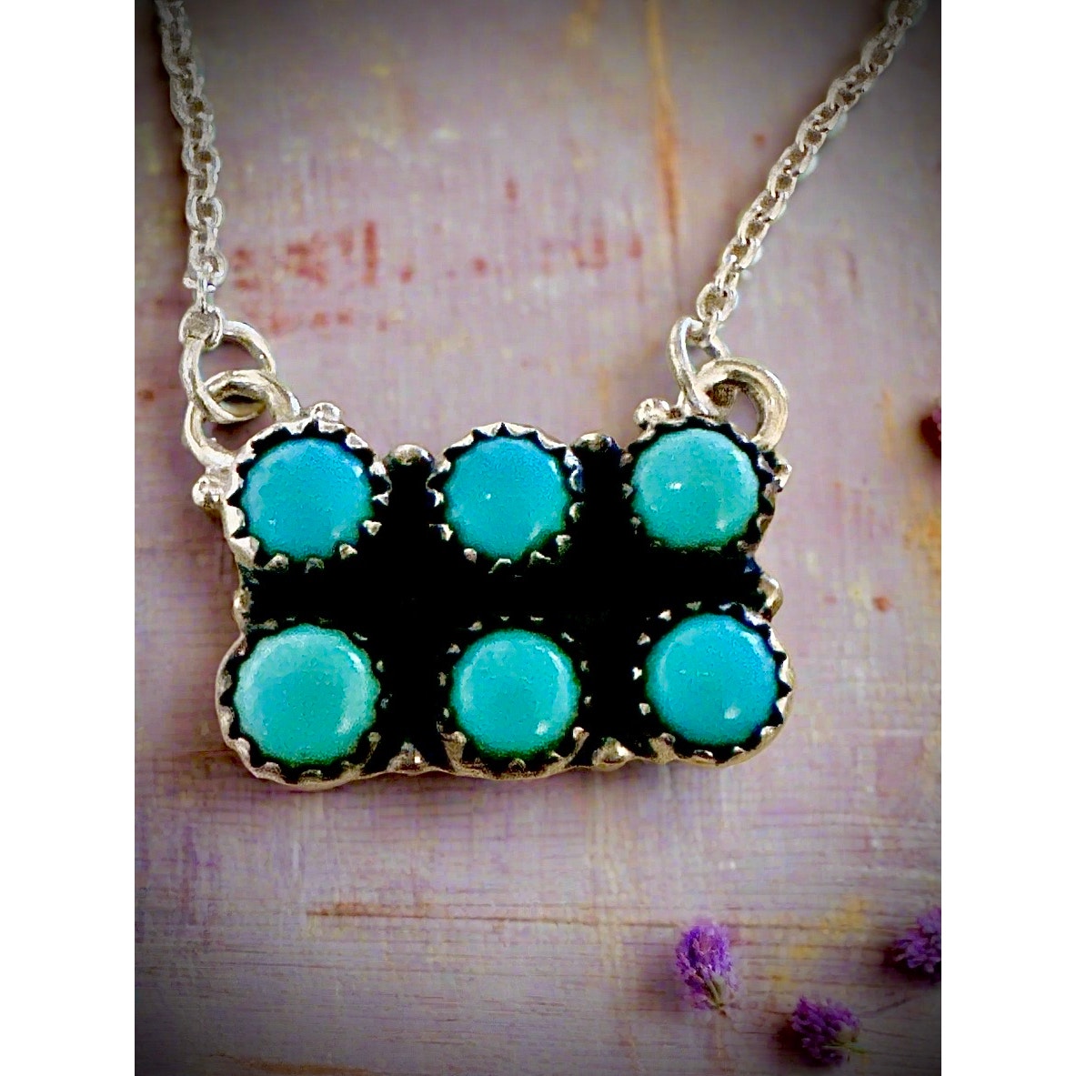 Double Row Snake Eyes Kingman Bar Necklace 18-20”