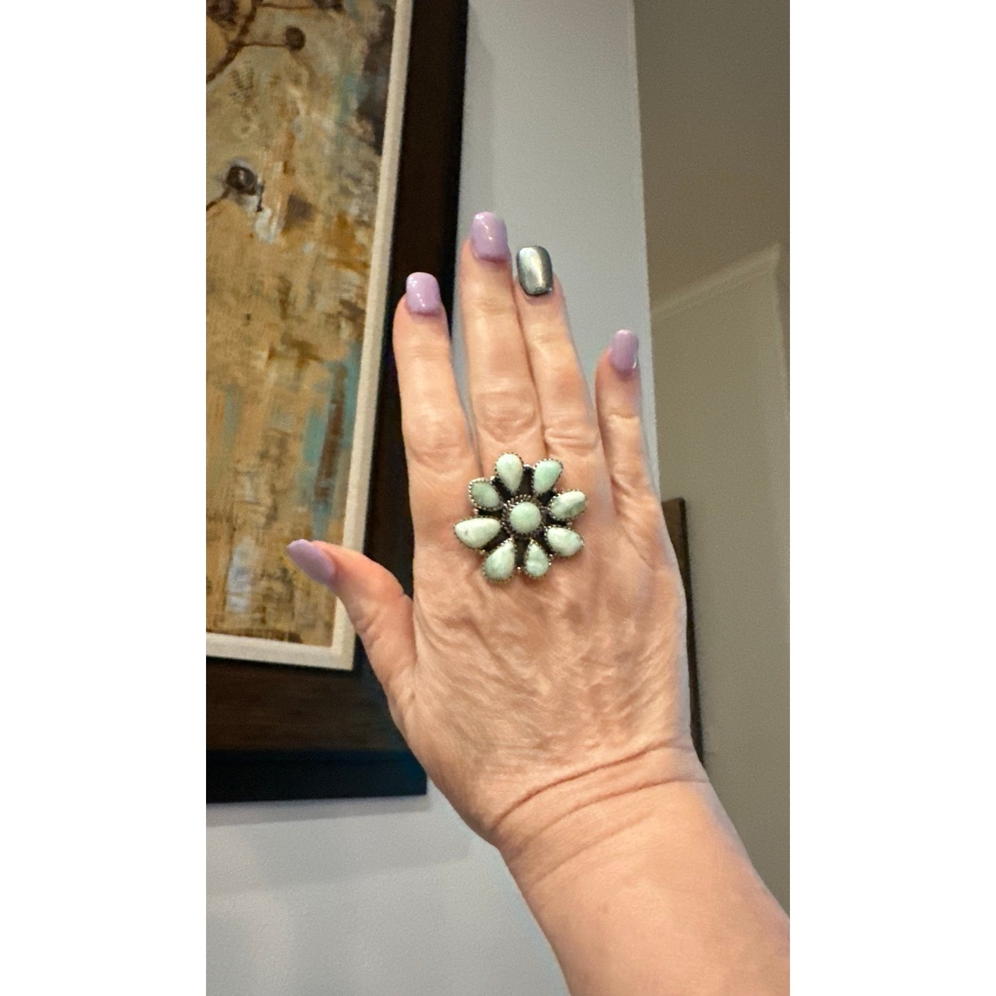 Palomino Turquoise | Cluster | Sterling Ring | Adjustable 5-11