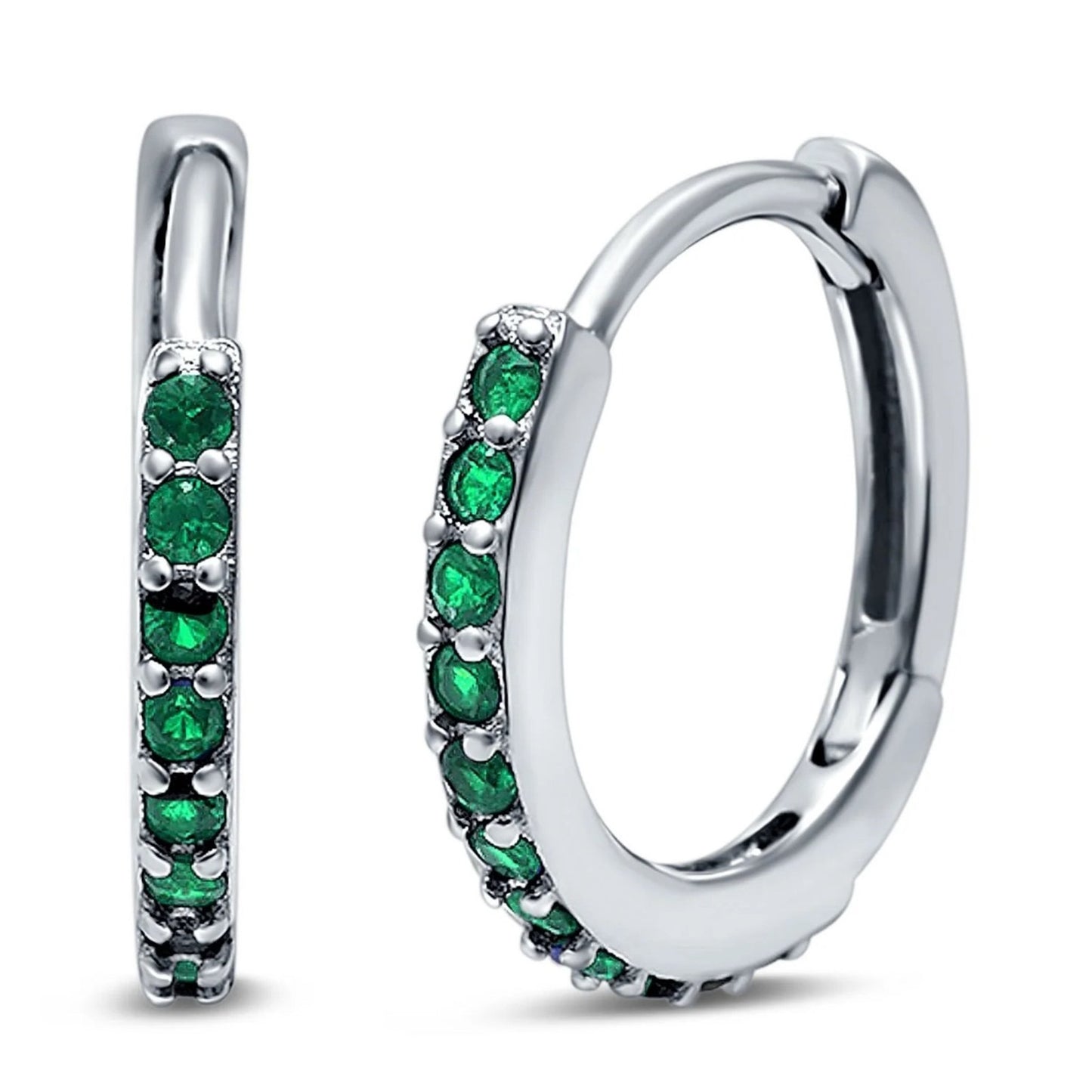 Half Eternity Hoop Earrings Round Simulated Gemstone 925 Sterling Silver
