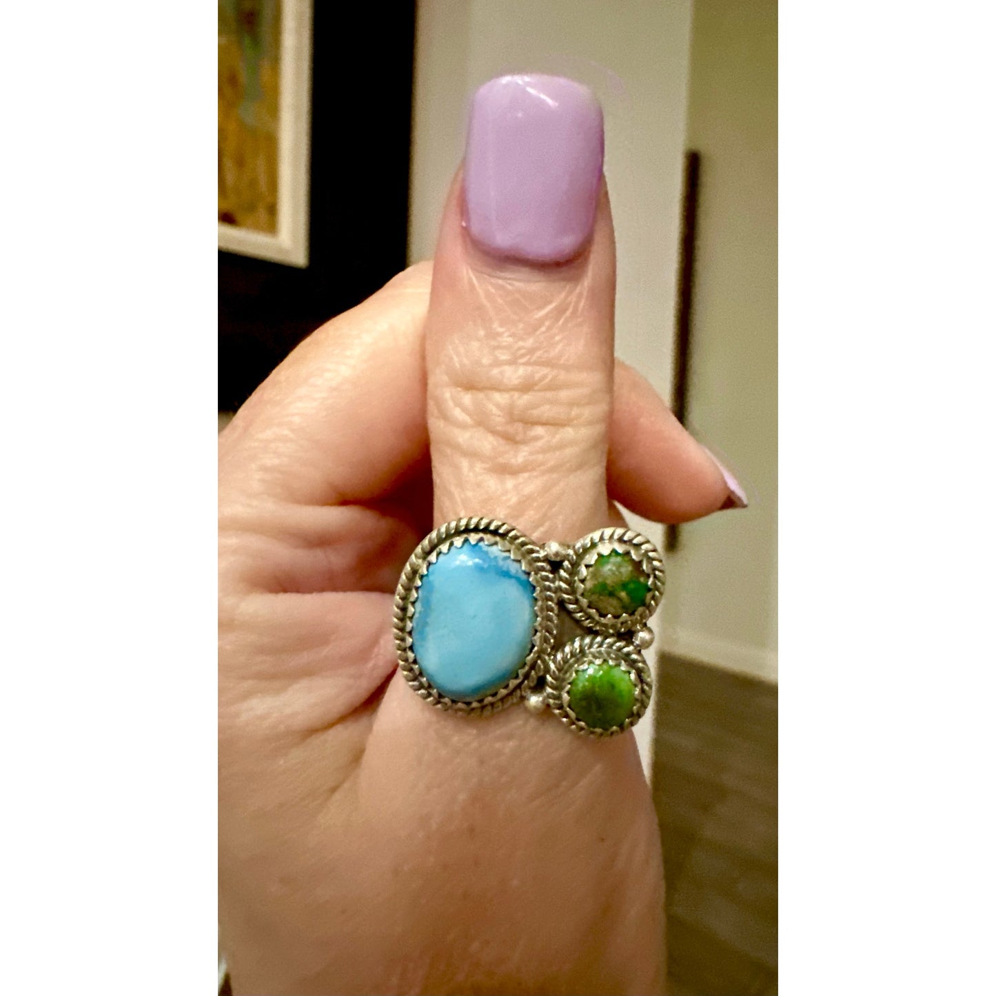 Golden Hills & Sonoran Gold Turquoise Sterling Silver Ring Size 6-10 Adjustable