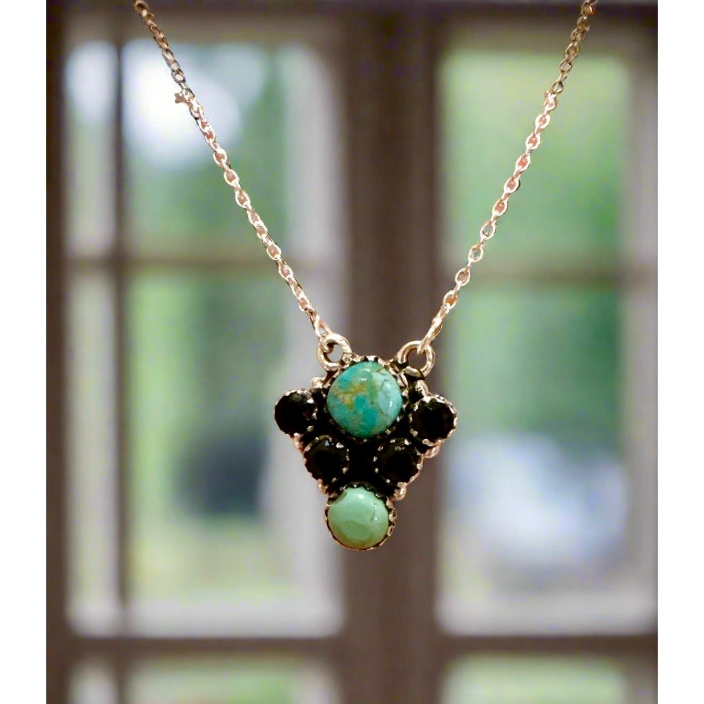 Kingman Turquoise | Sonoran Gold | Onyx Necklace 18-20” | 925 Sterling