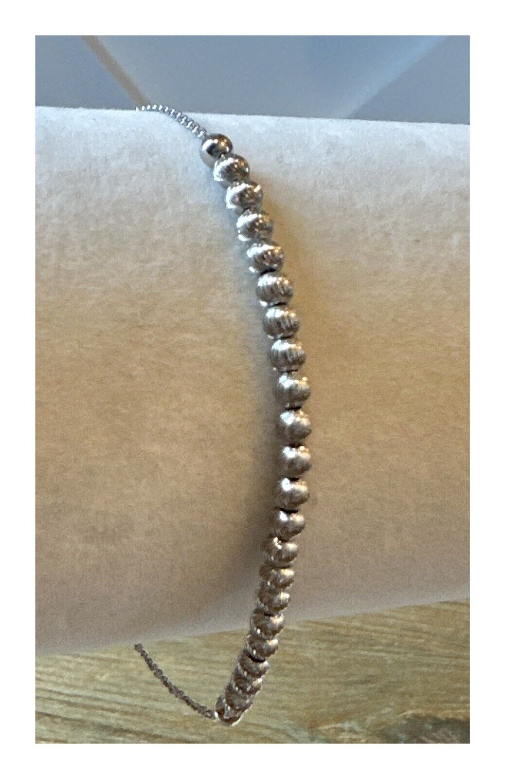 925 Sterling Silver 7" Bead Lariat Bracelet
