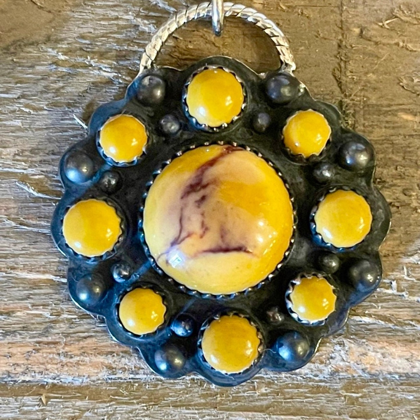 Australian Mookaite Oxidized Southwestern Pendant 1.25”