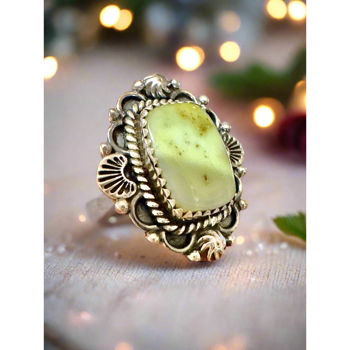 Palomino Turquoise Ring | Square Cut Gem | .925 Sterling Silver | Adjustable 5–11