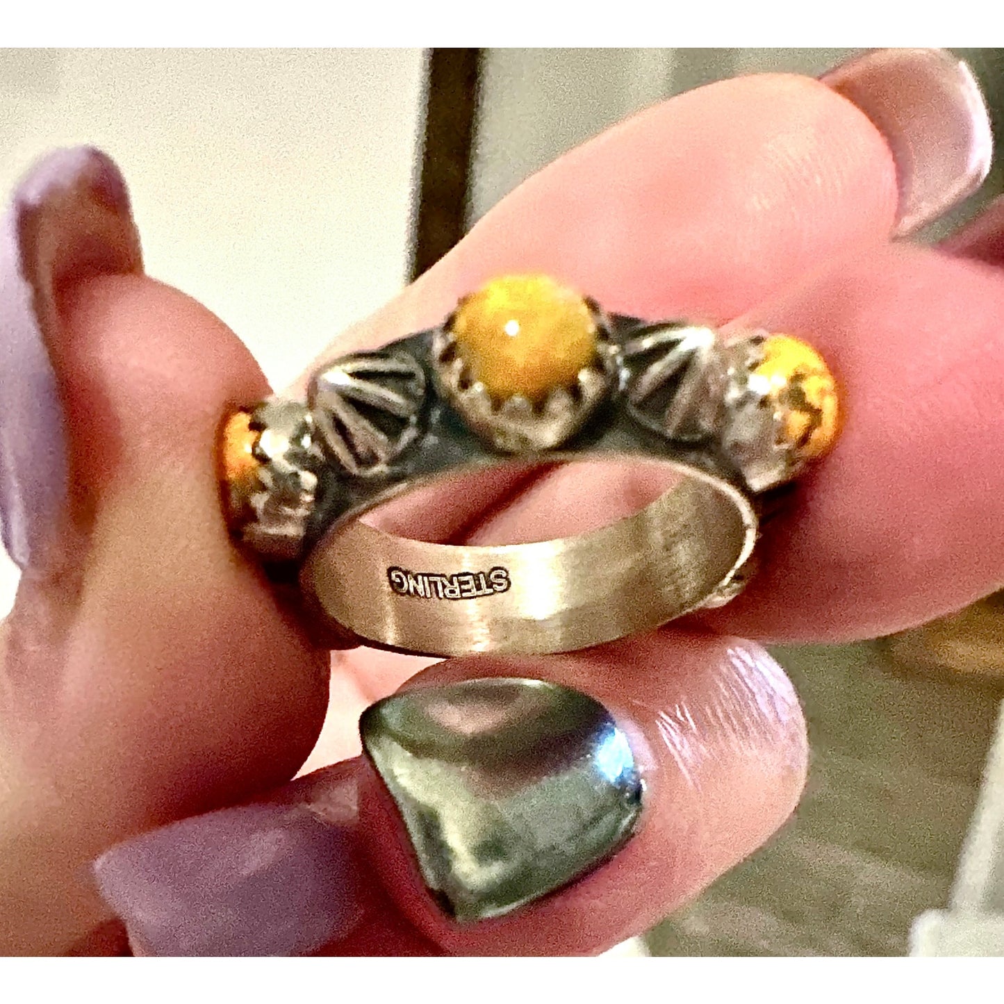 Bumblebee Jasper | Sterling Silver | Band | Ring | Size 7