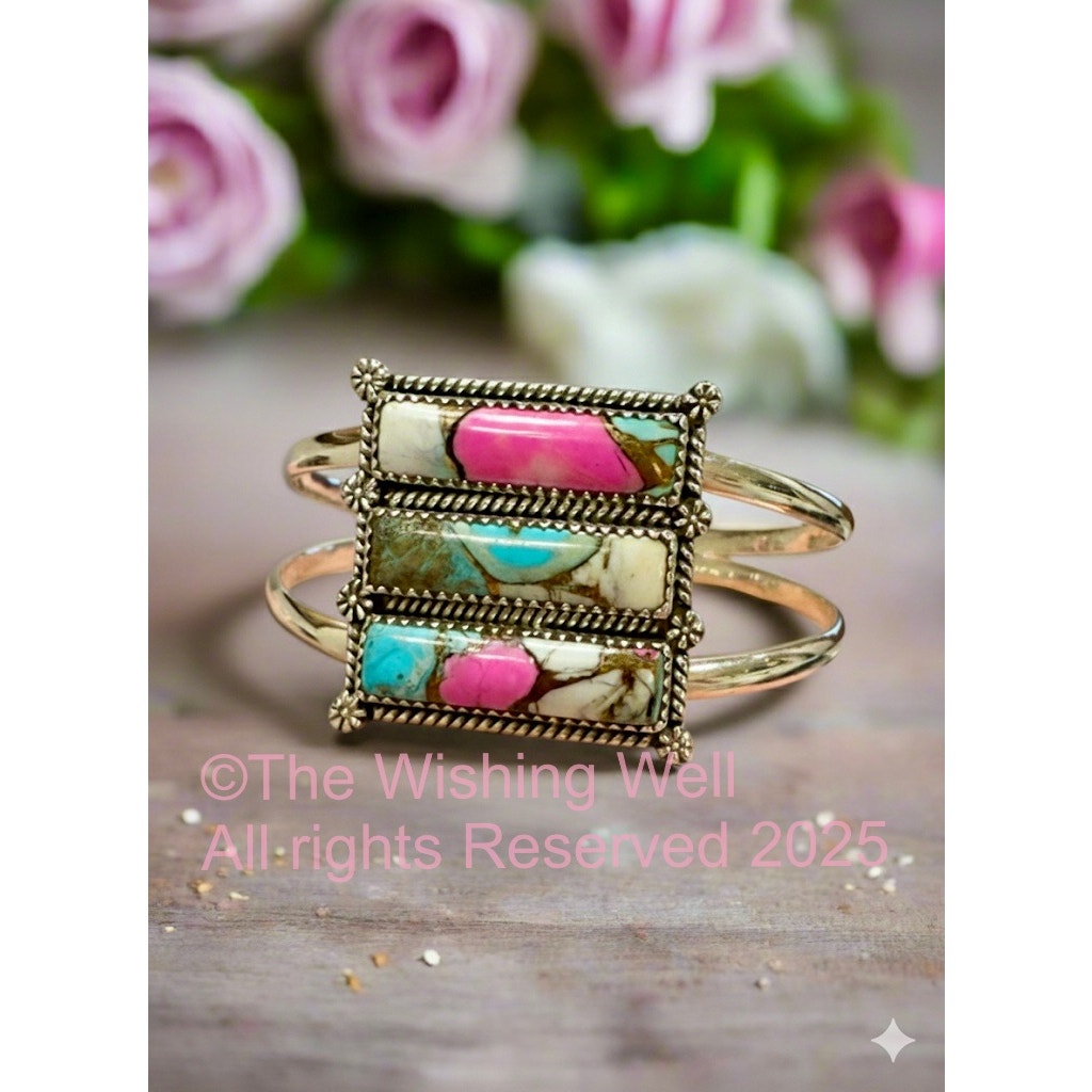 Cotton Candy Turquoise | Adjustable Cuff Bracelet 6-9”
