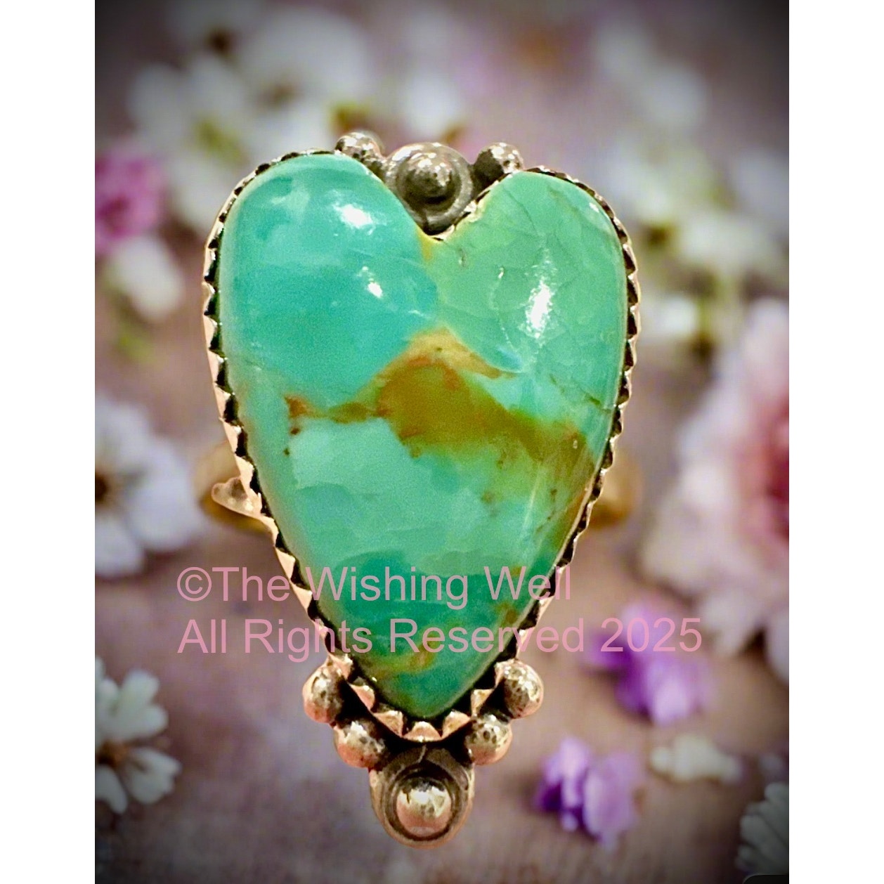 Sonoran Gold Turquoise | Heart Shape Ring | Sterling Silver | Adjustable 5-10