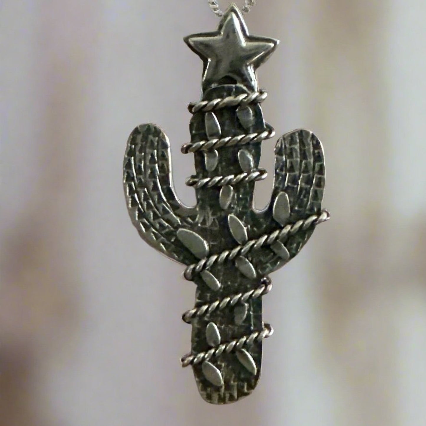 Southwestern Sterling Silver Cactus Pendant