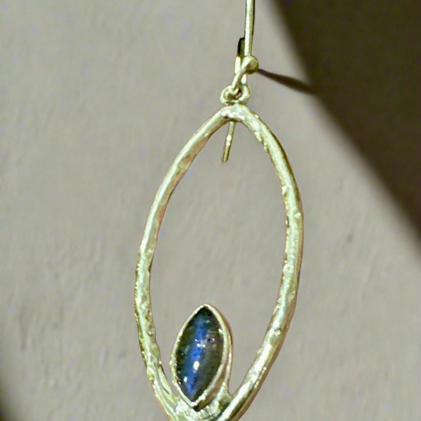 Hammered Labradorite .925 Sterling Silver Dangle Earrings 2”