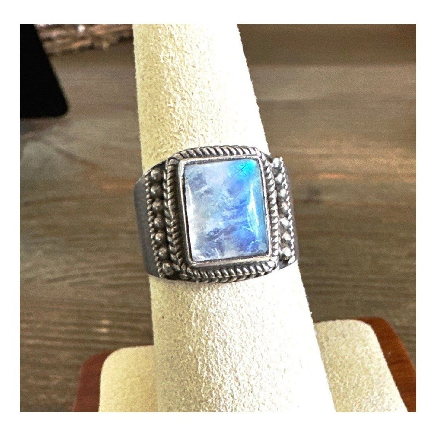 Vintage Moonstone Balli Style .925 Sterling Silver Ring Sz 8