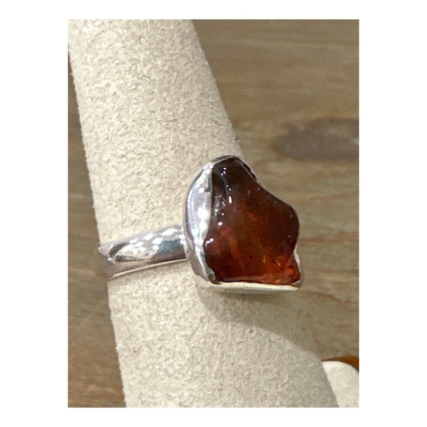 Natural Custom Made Amber .925 Ring Size 7.25