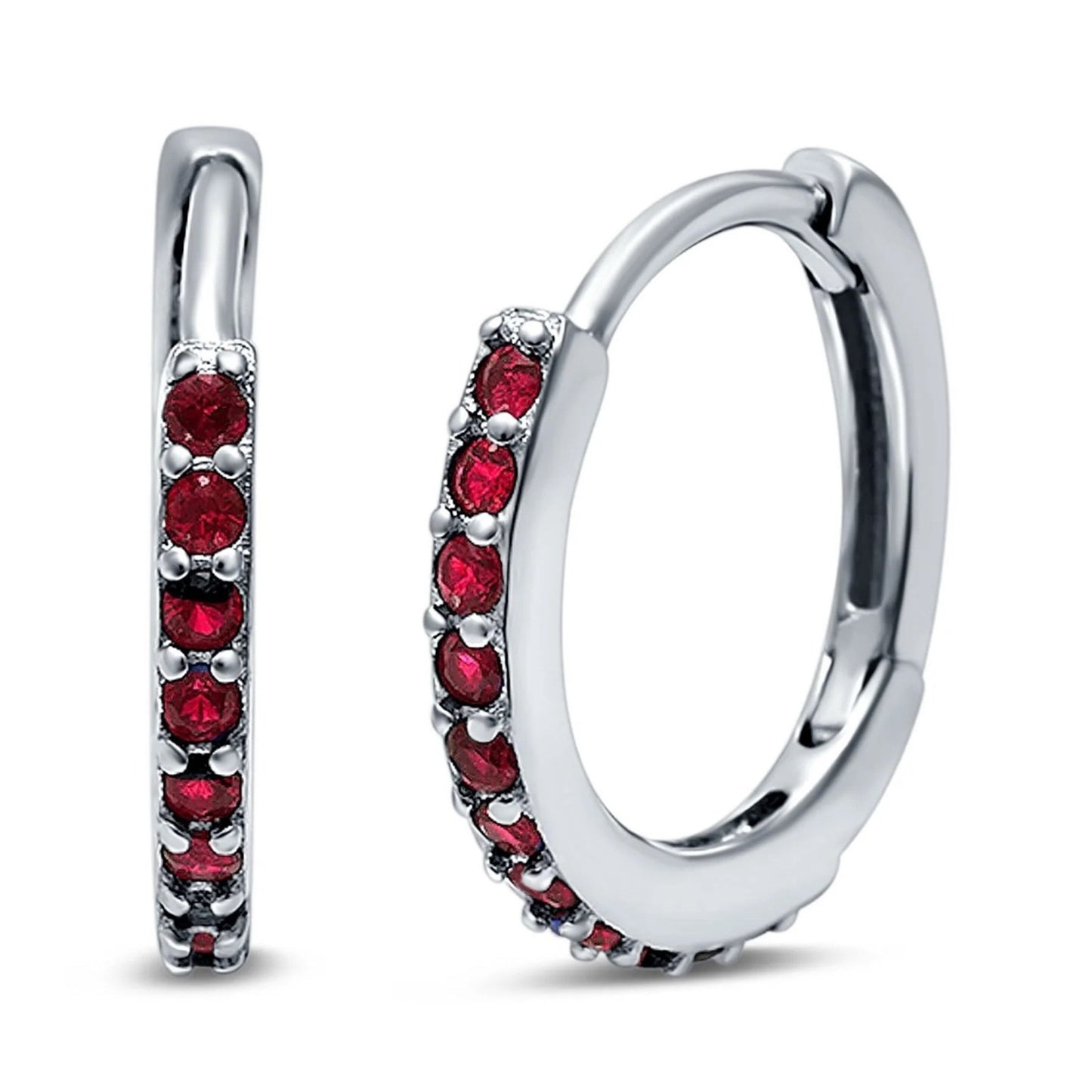 Half Eternity Hoop Earrings Round Simulated Gemstone 925 Sterling Silver