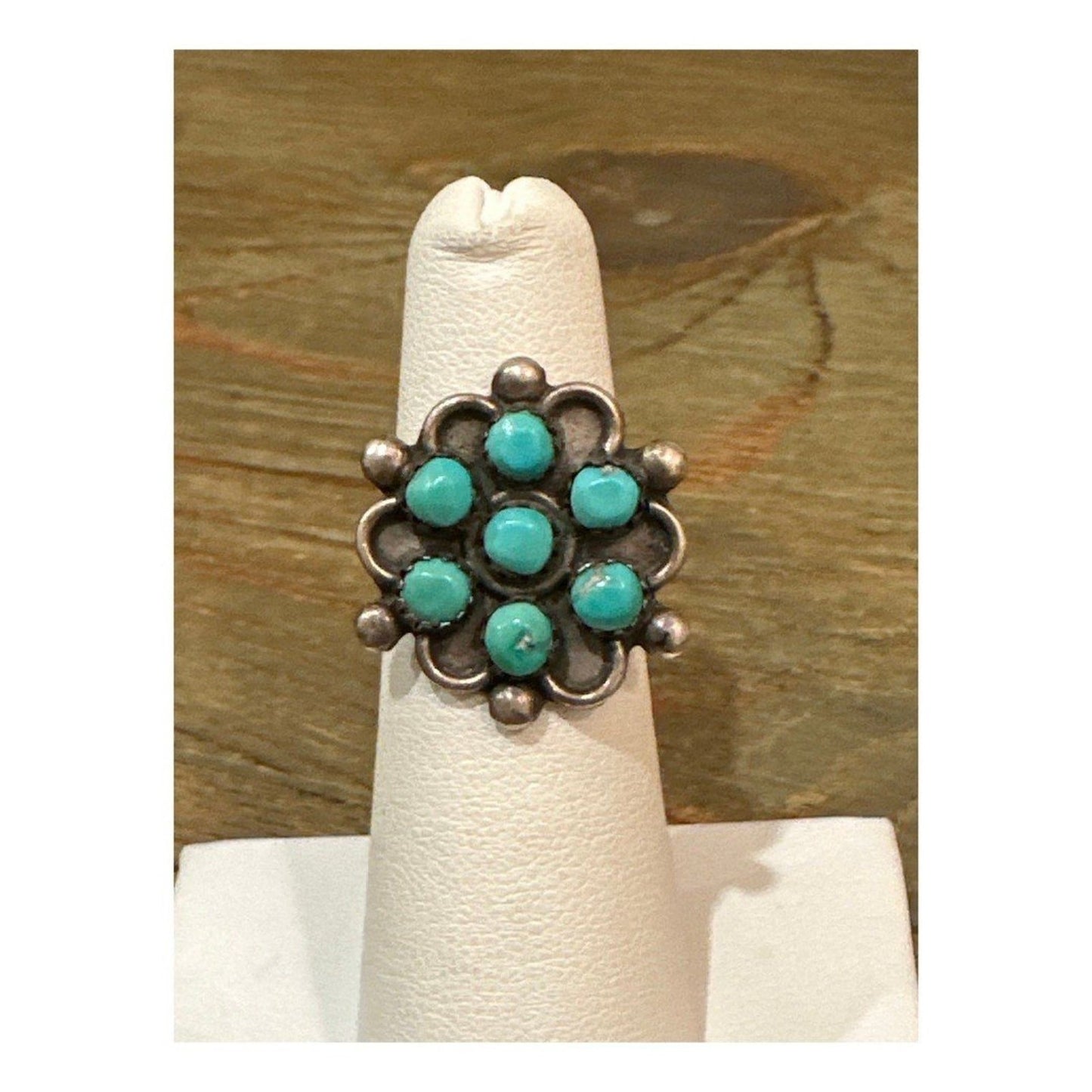 Vintage Native American Snake Eyes Turquoise Ring Size 5.5 Zuni