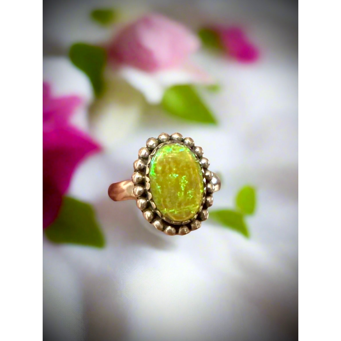 Australian Triplet Oval Opal Southwestern Ring Size 7