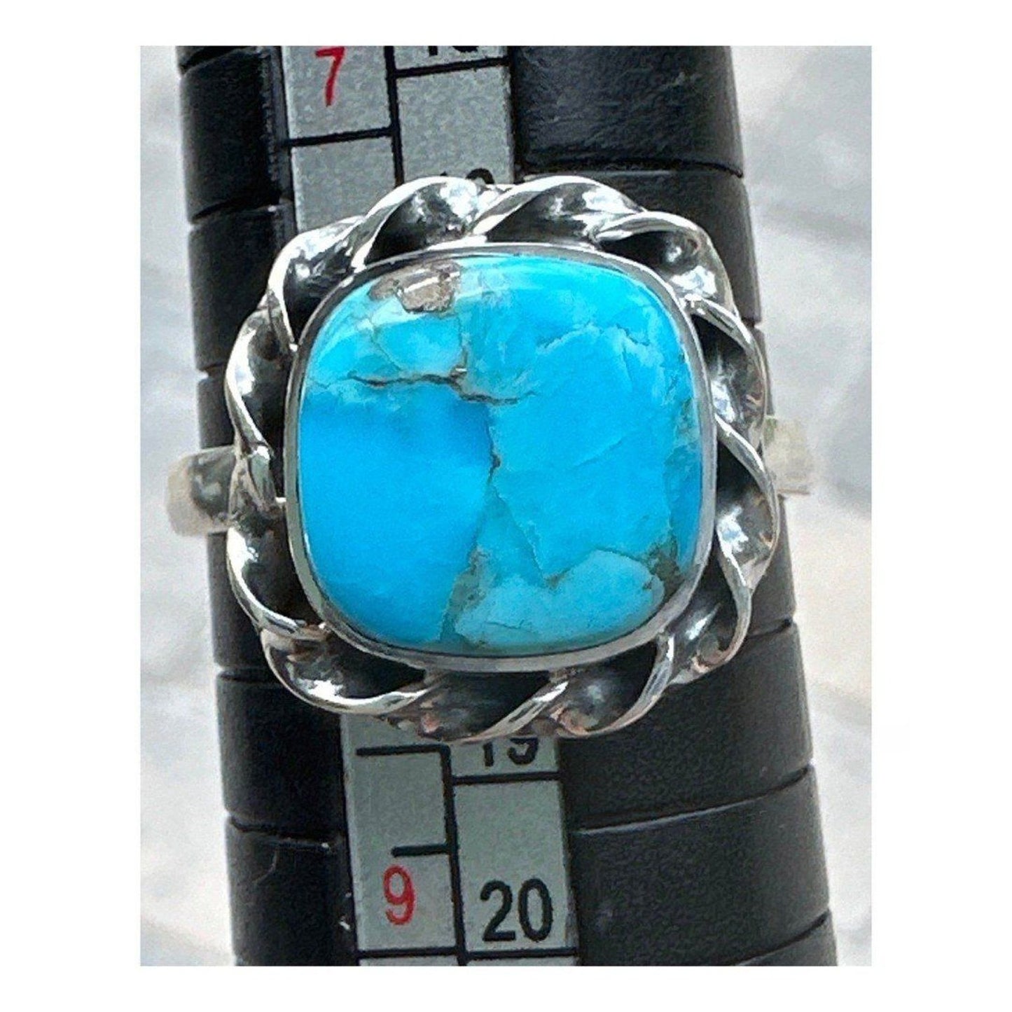 Natural Kingman Turquoise With Pyrite Ring size-8
