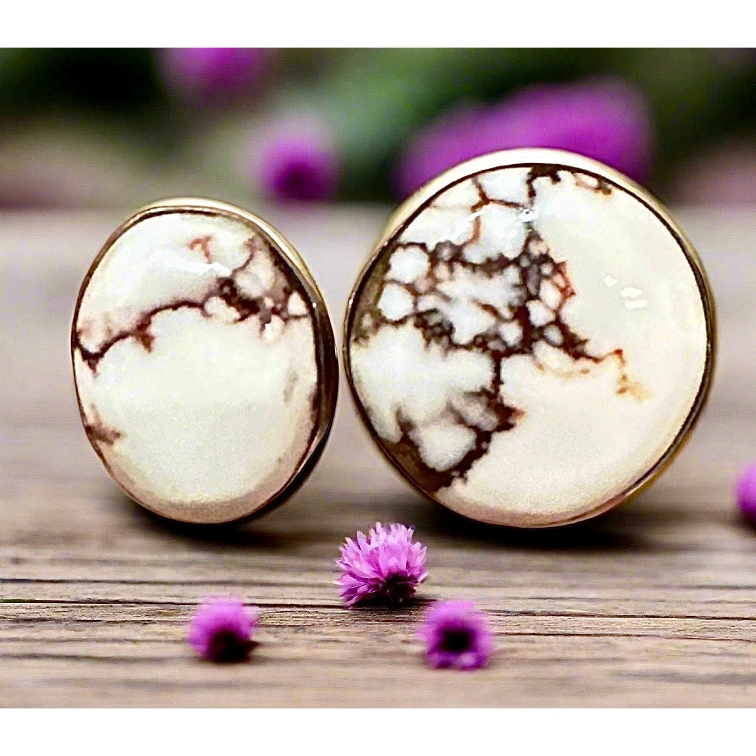 Wild Horse Jasper Round Oval Two Stone Ring Size 8+