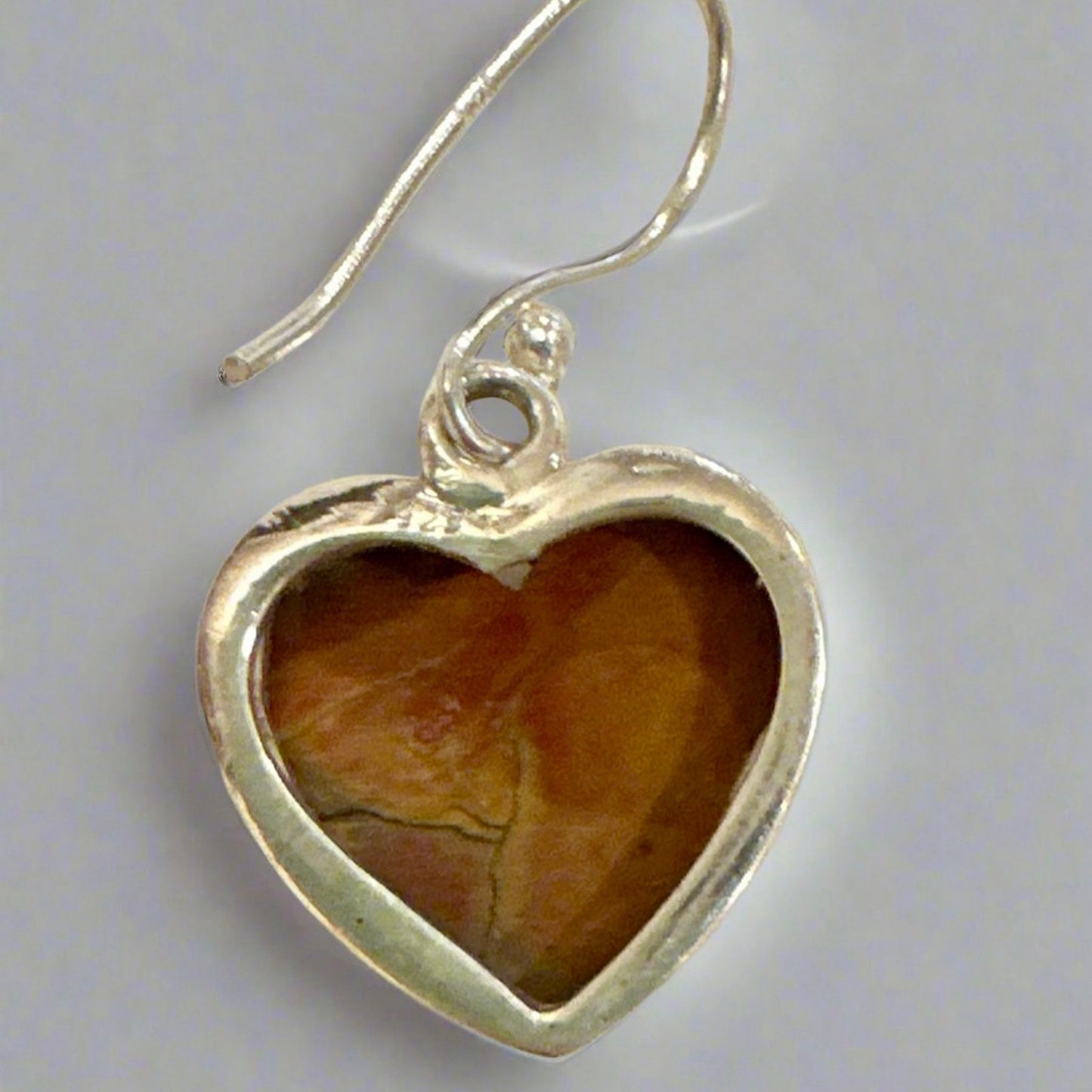 Noreena Jasper Heart Shaped Dangle Earrings .75”
