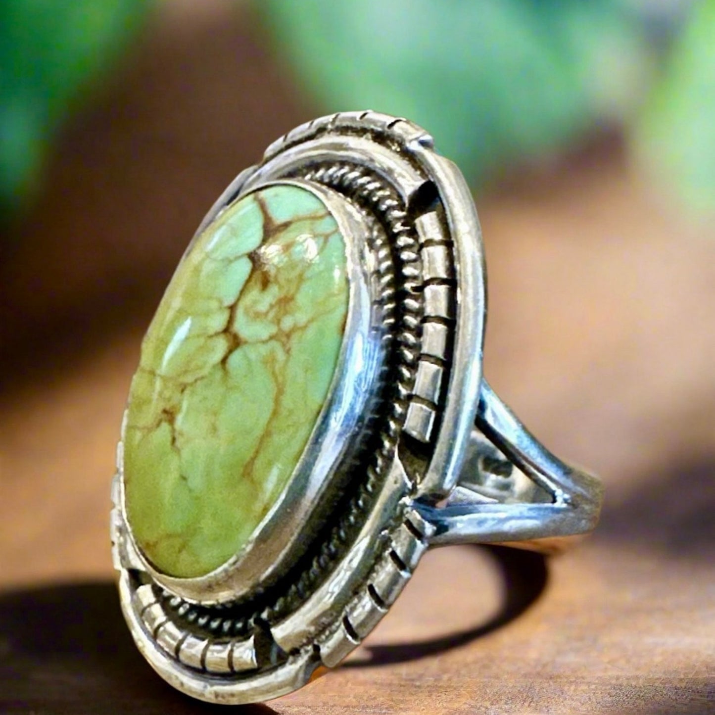 Mint Green Mohave Turquoise Sterling Ring Size 7