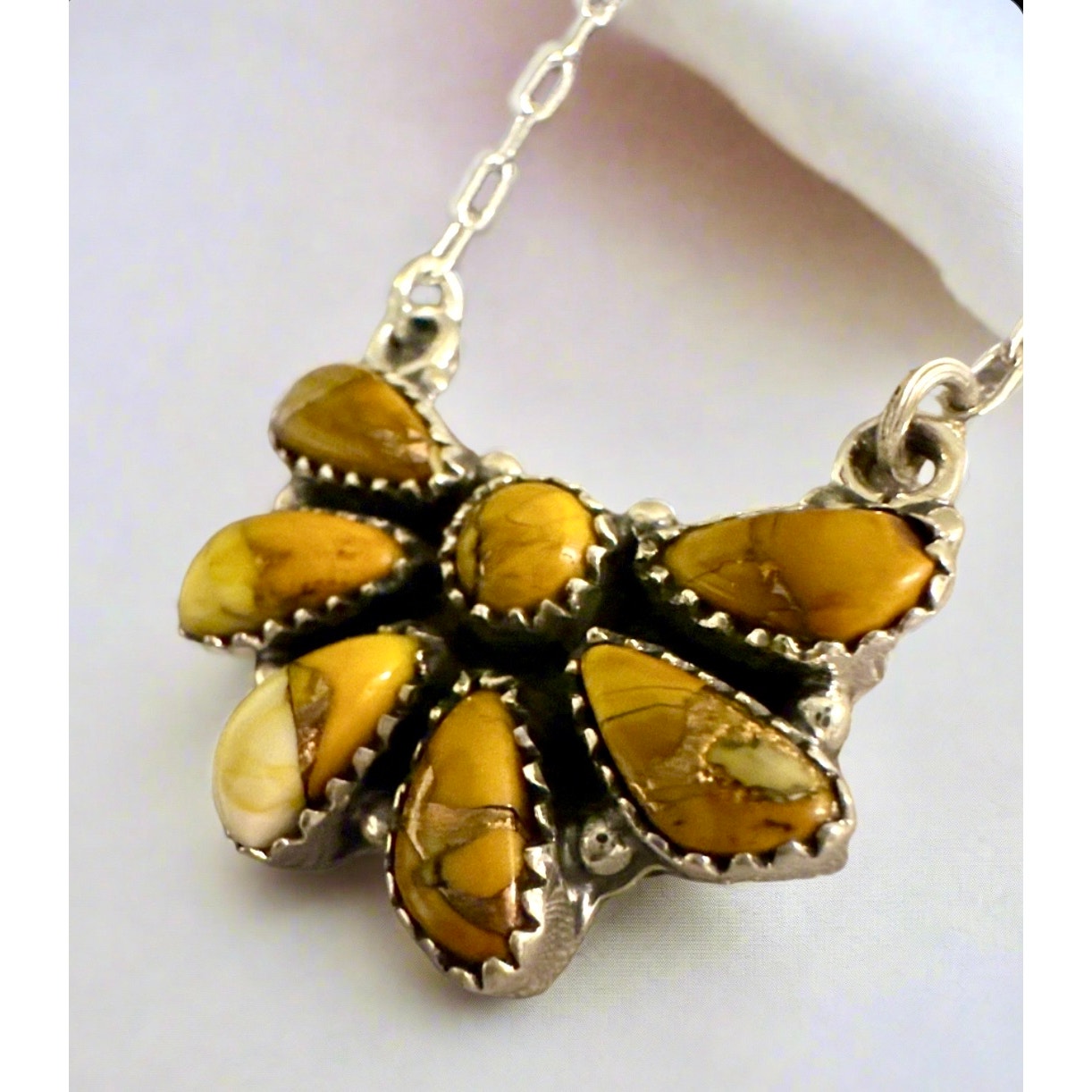 Sterling Silver Honey Dahlia Pendant – Boho Southwestern Style