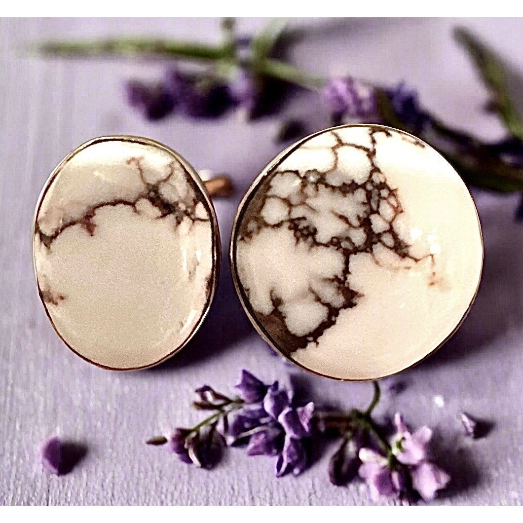 Wild Horse Jasper Round Oval Two Stone Ring Size 8+