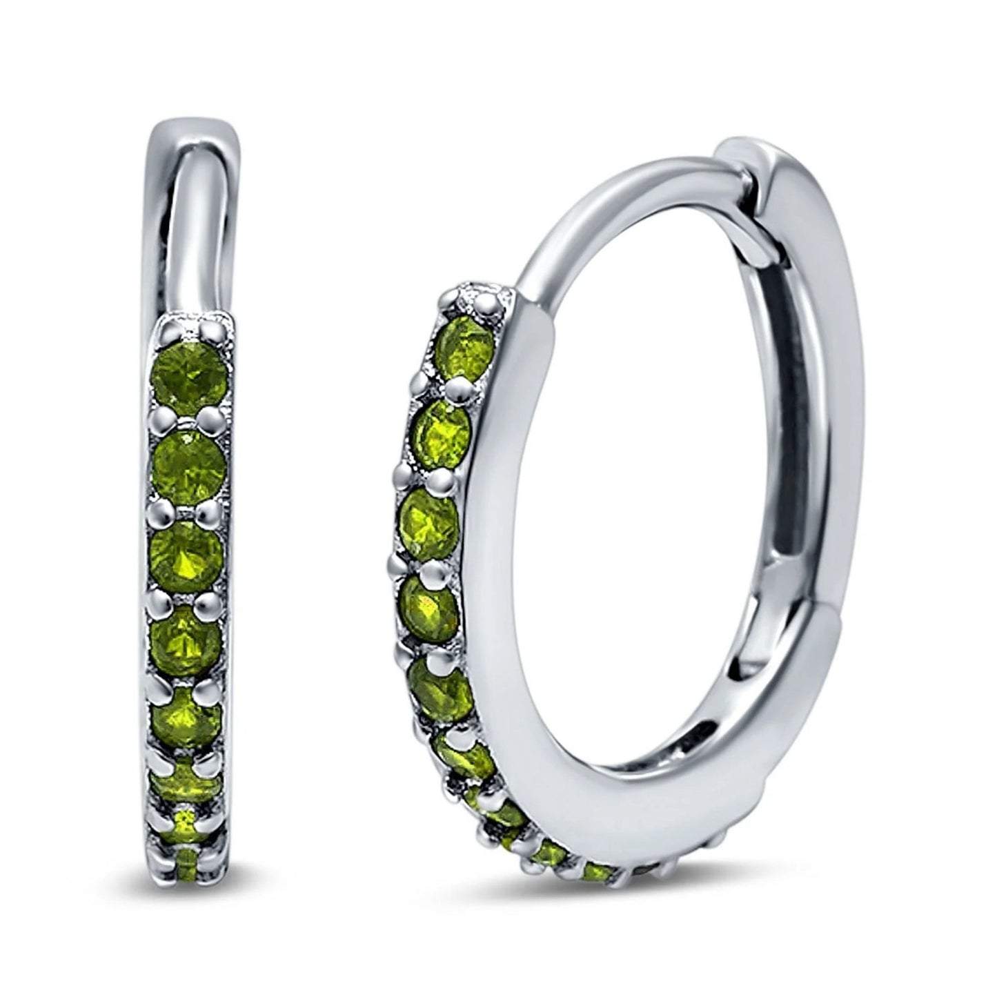 Half Eternity Hoop Earrings Round Simulated Gemstone 925 Sterling Silver