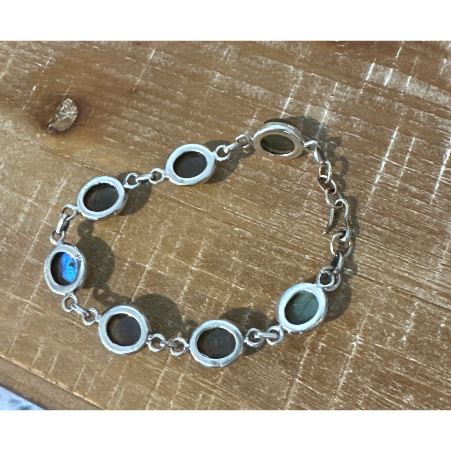Labradorite & .925 Sterling Silver Bracelet Adjustable 6-7.5”