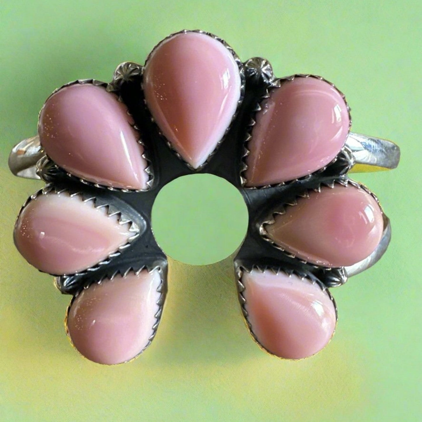 Natural Pink Conch Naja Cuff Bracelet Adjustable