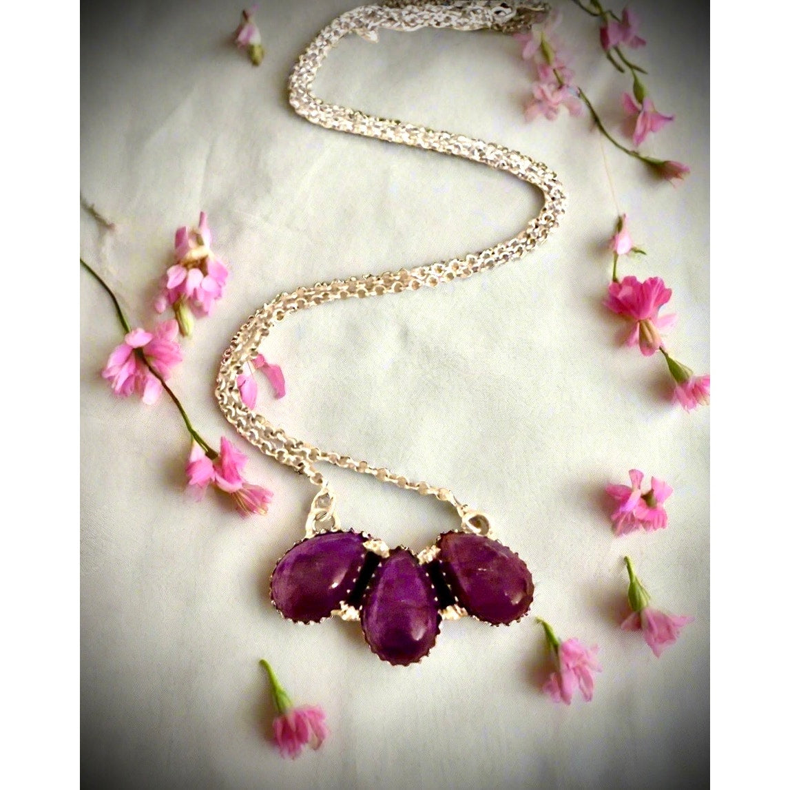 Purple Mohave Southwestern Sterling Silver Necklace 18” Adjustable