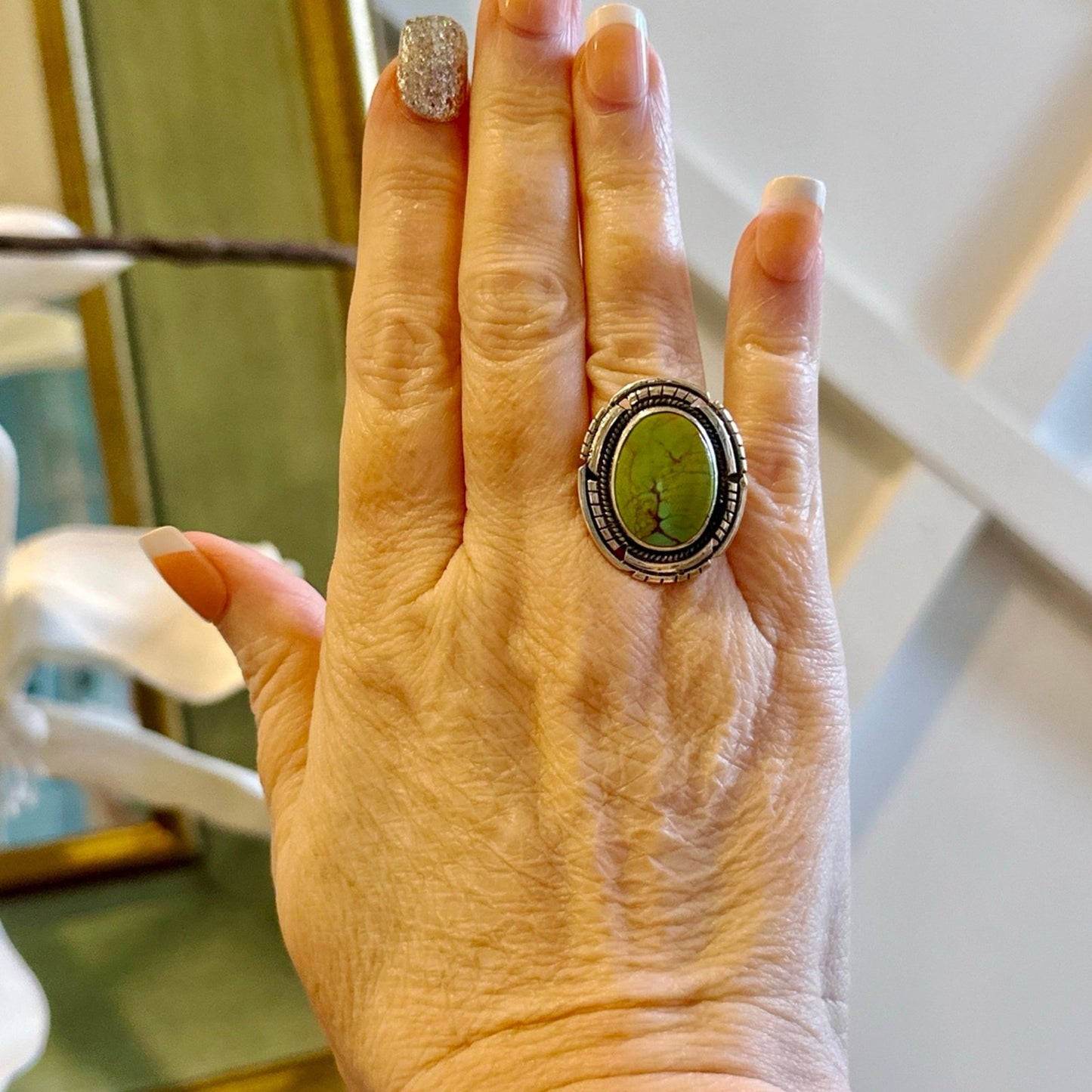 Mint Green Mohave Turquoise Sterling Ring Size 7