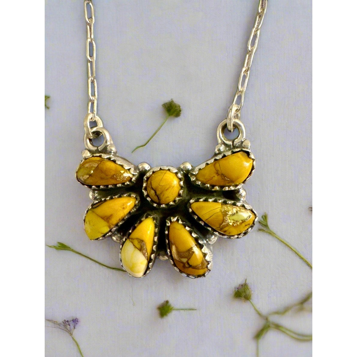 Sterling Silver Honey Dahlia Pendant – Boho Southwestern Style