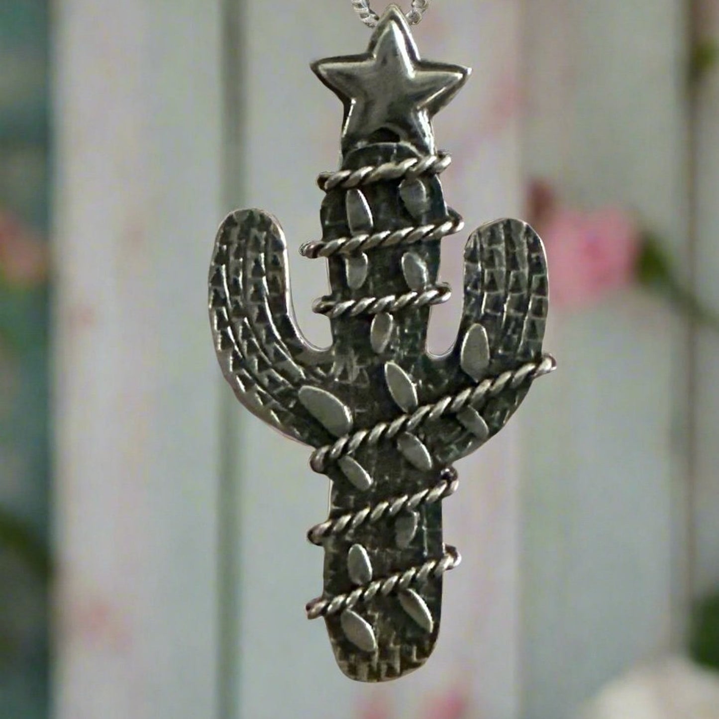 Southwestern Sterling Silver Cactus Pendant