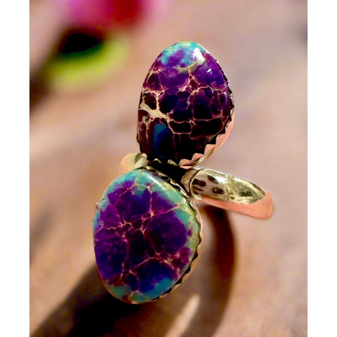Purple Sea Sediment Jasper | 925 Sterling Silver Ring | Adjustable 4-9