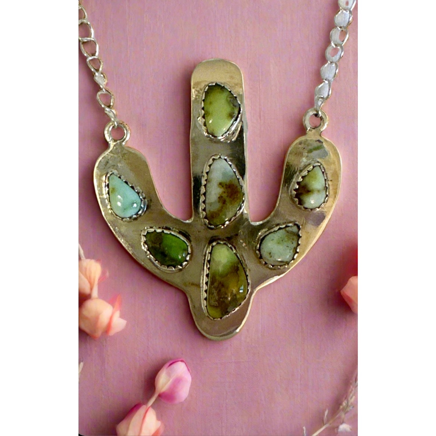WOW!! Palomino Gold Turquoise | Cactus Necklace | 2” Long