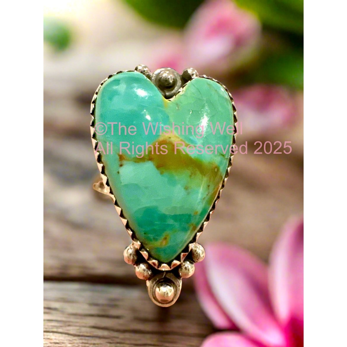 Sonoran Gold Turquoise | Heart Shape Ring | Sterling Silver | Adjustable 5-10