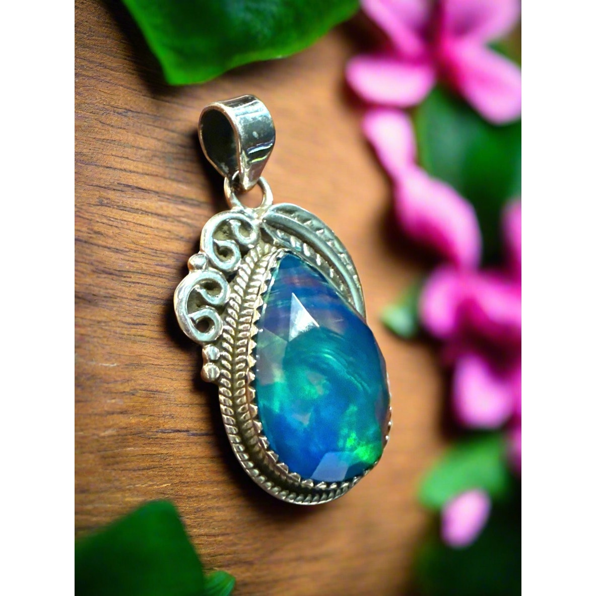 Aurora Opal | Sterling 925 | Teardrop Pendant
