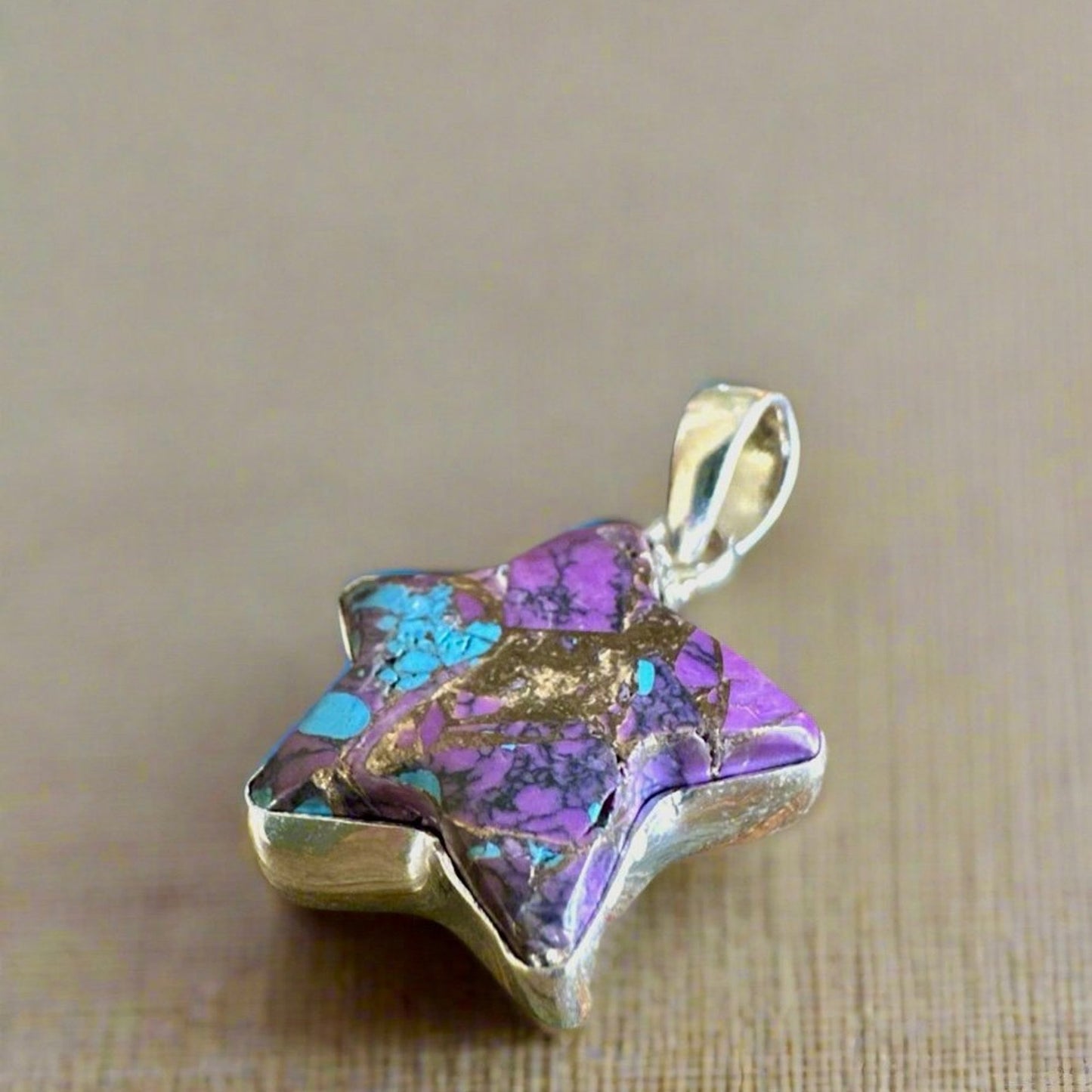 Purple Copper Turquoise Star Southwestern Pendant