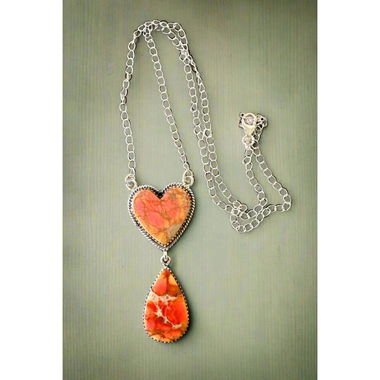 Orange Sea Sediment Jasper | Statement Boho Necklace | 925