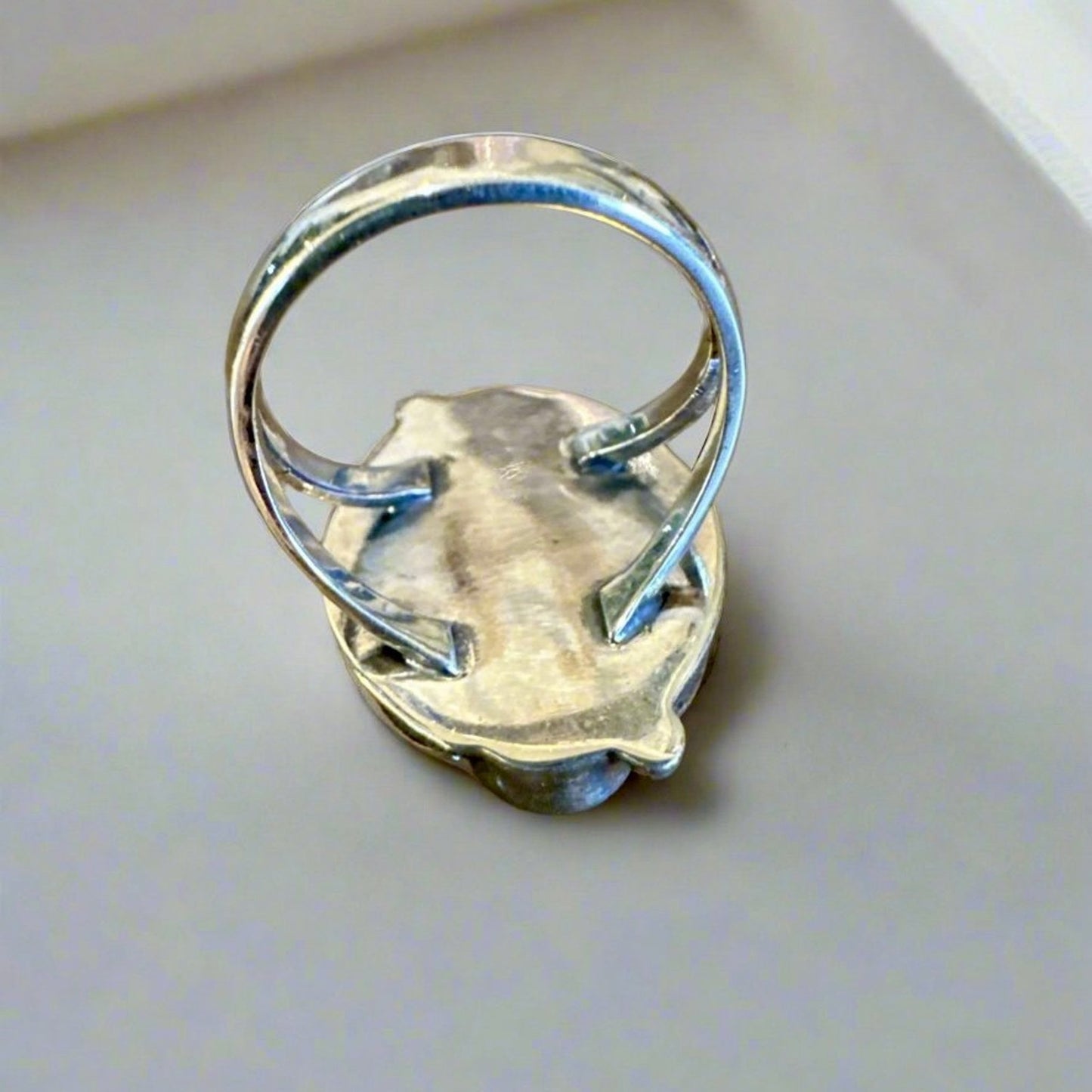 Turquoise ring two stone .925 sterling silver Southern size 7