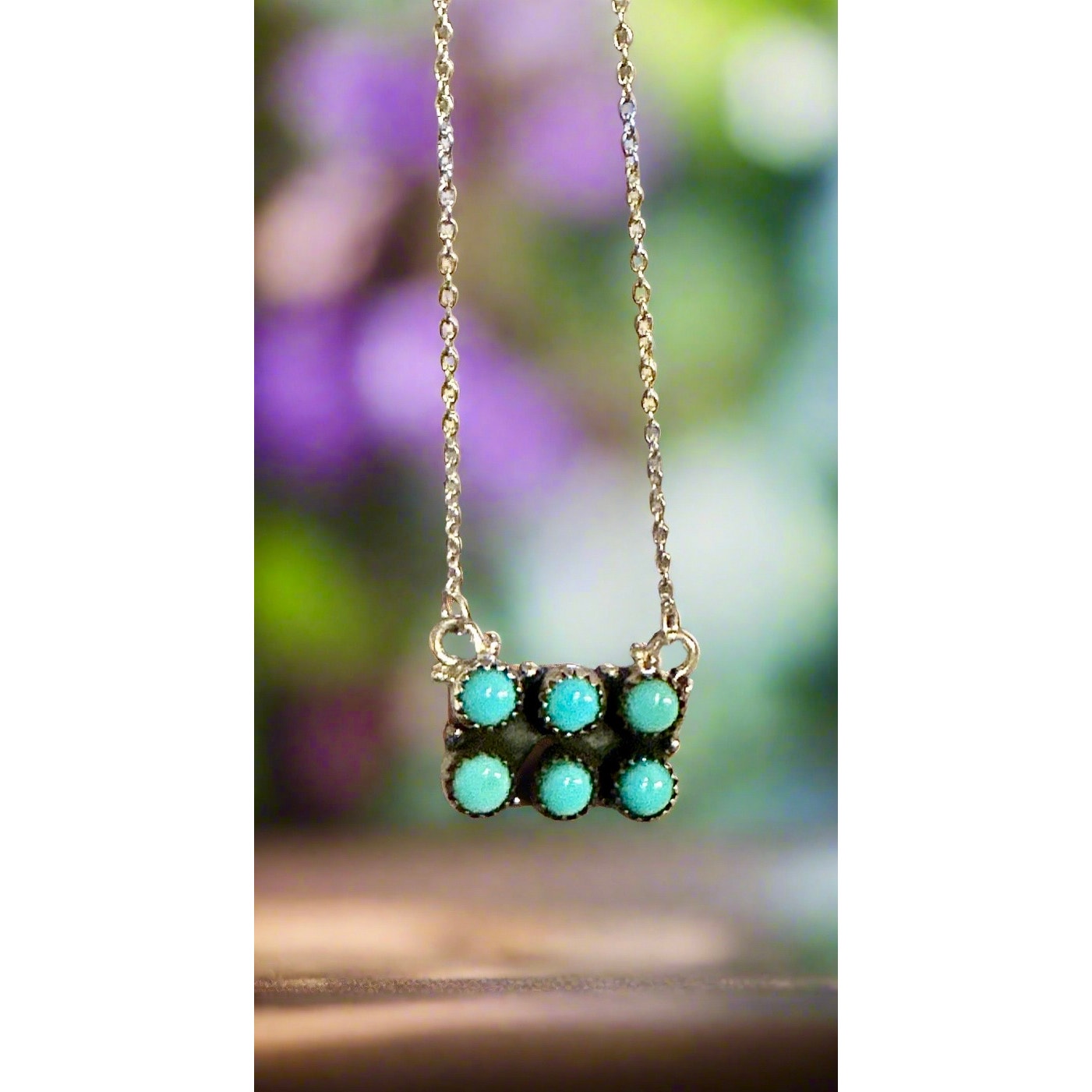 Double Row Snake Eyes Kingman Bar Necklace 18-20”