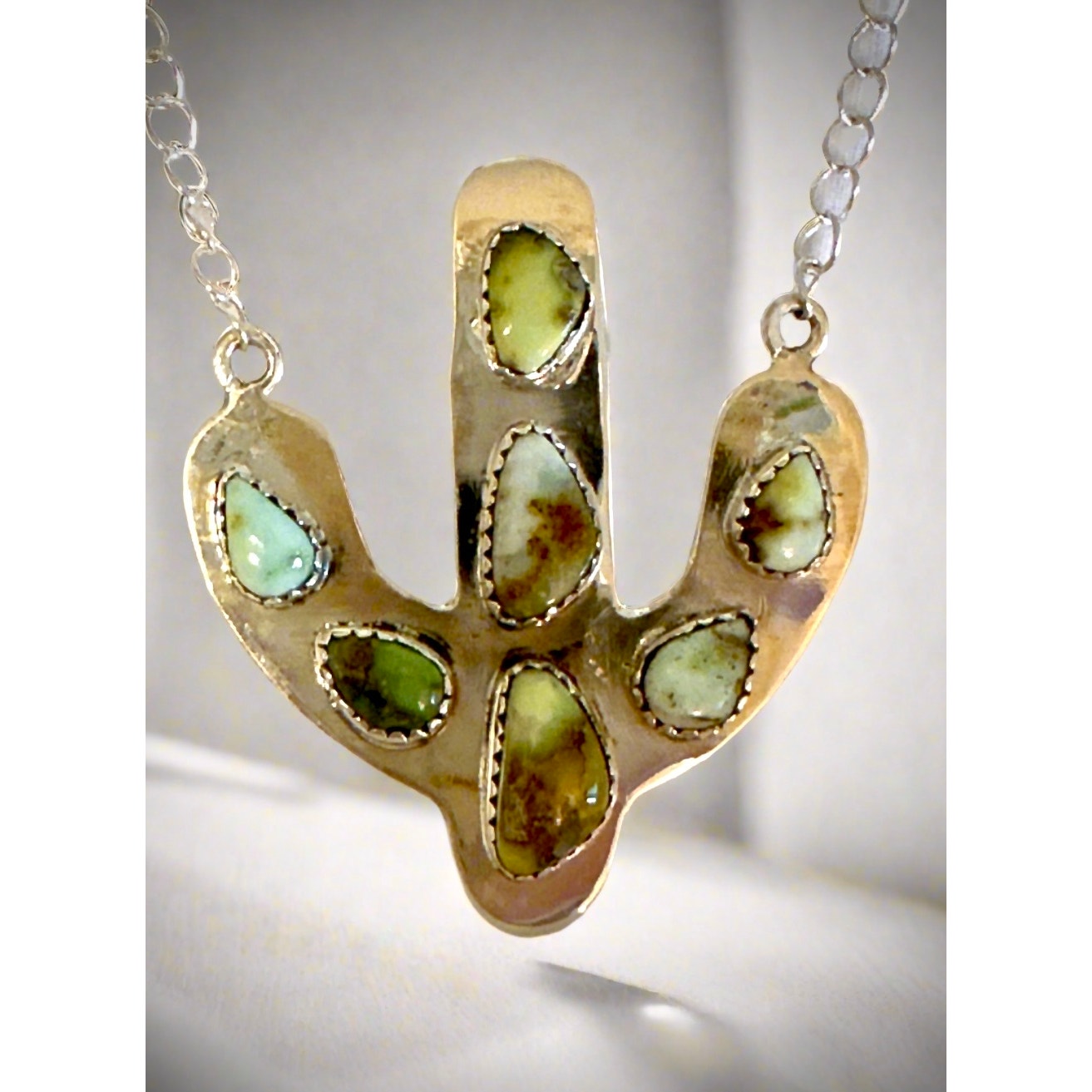 WOW!! Palomino Gold Turquoise | Cactus Necklace | 2” Long